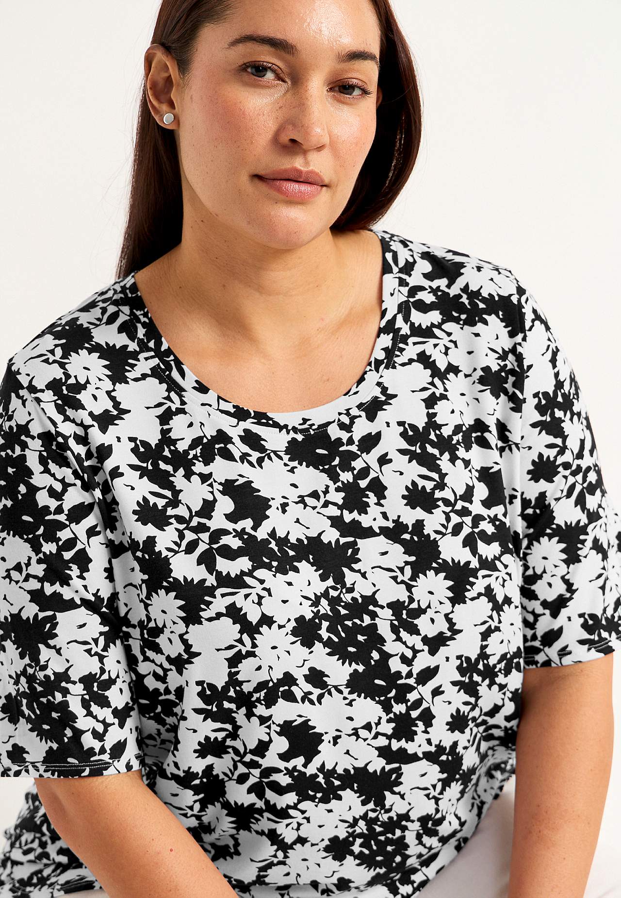 Jersey-Top mit kurzem Ärmel