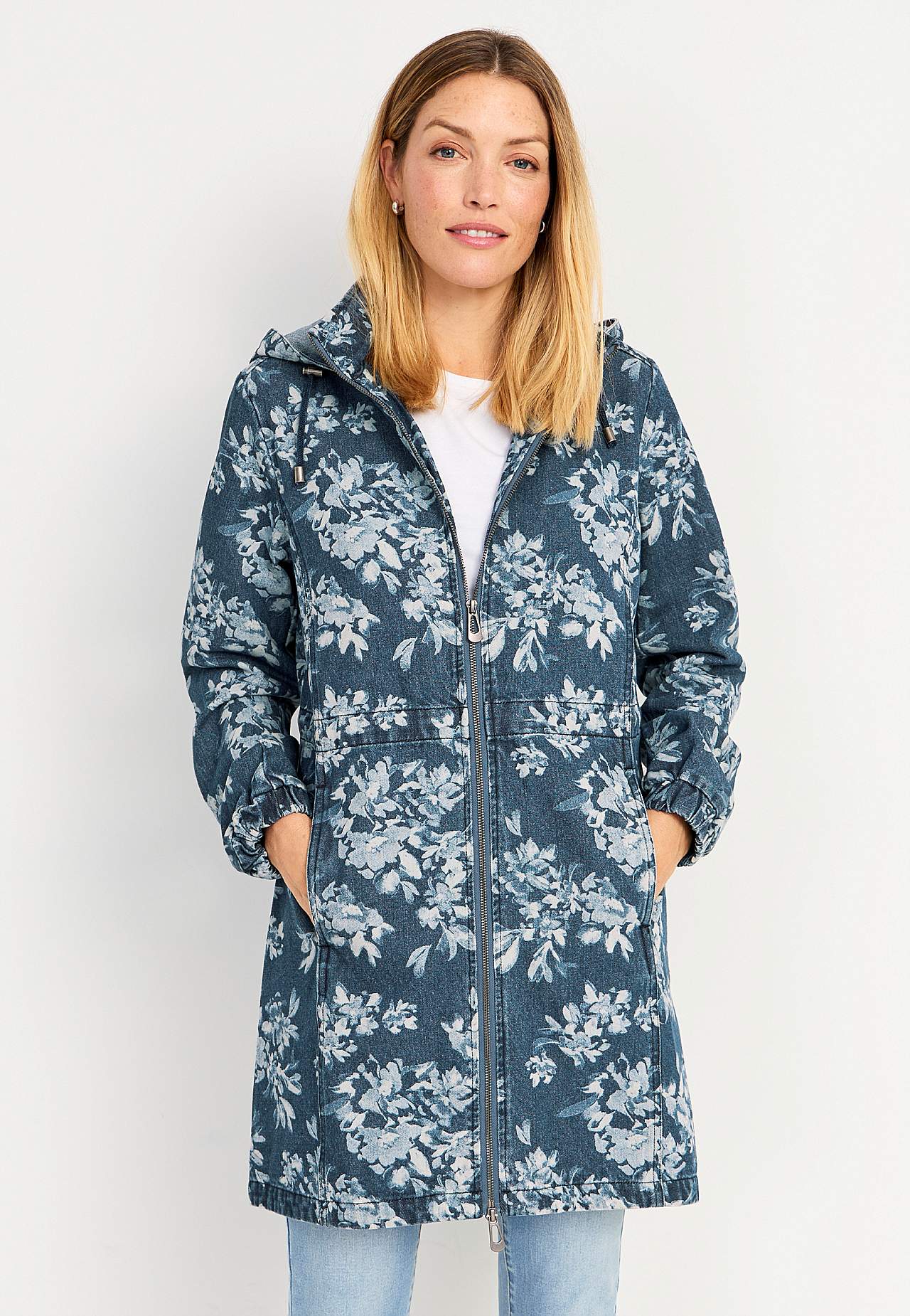 Gemusterte Parka aus Denim