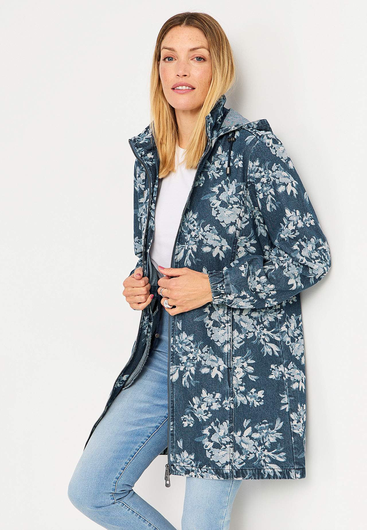 Gemusterte Parka aus Denim