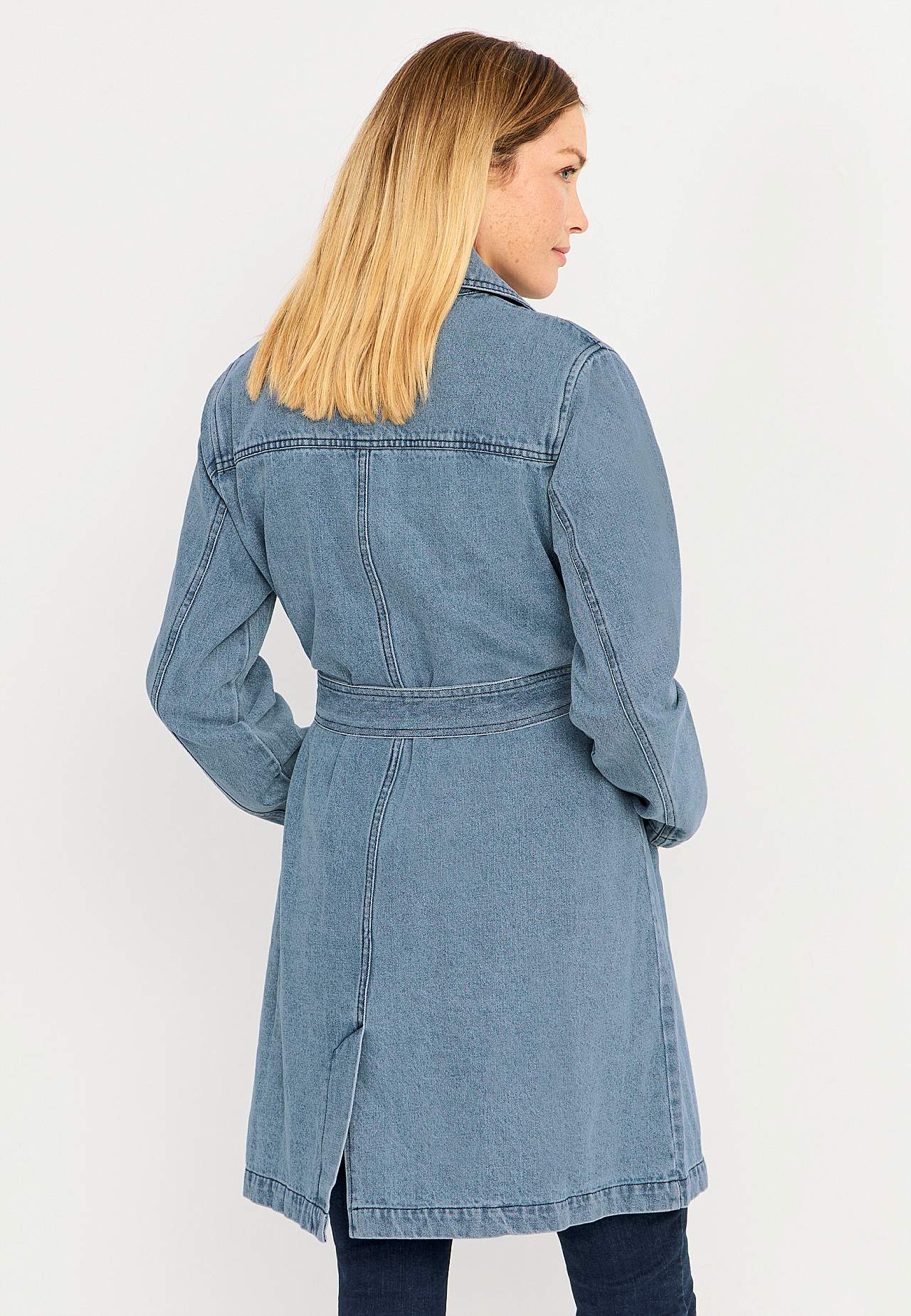 Mantel aus Denim mit Gürtelschnalle