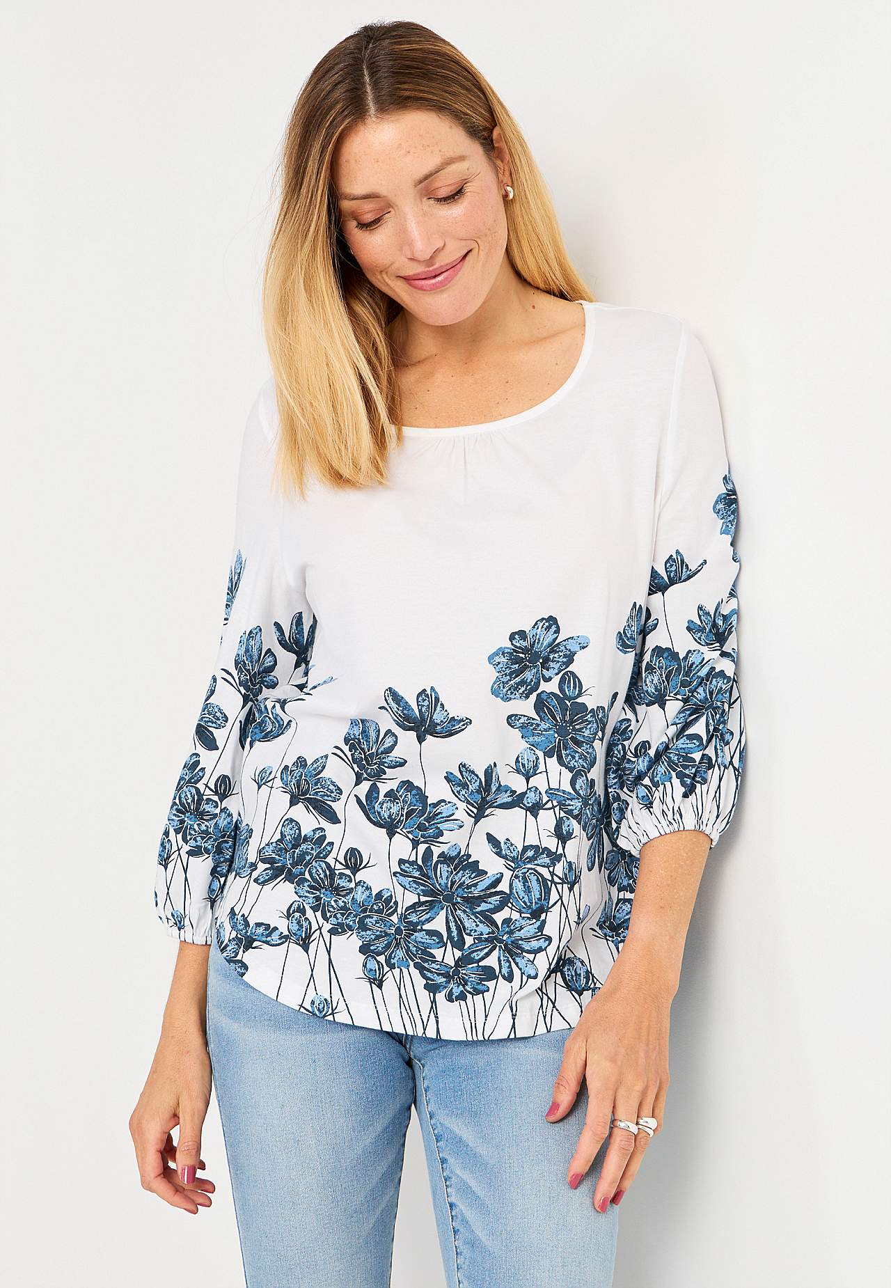 Jersey-Top mit einem Blumen-Muster Engla