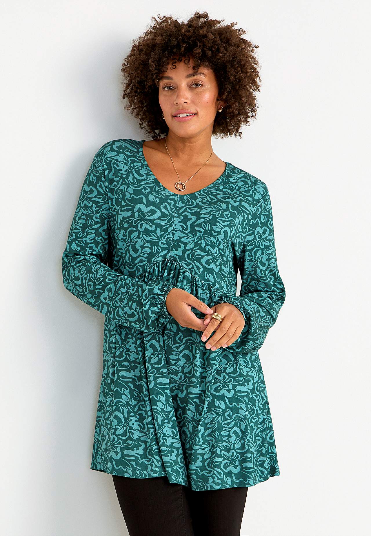 Langärmlige Jersey-Tunika