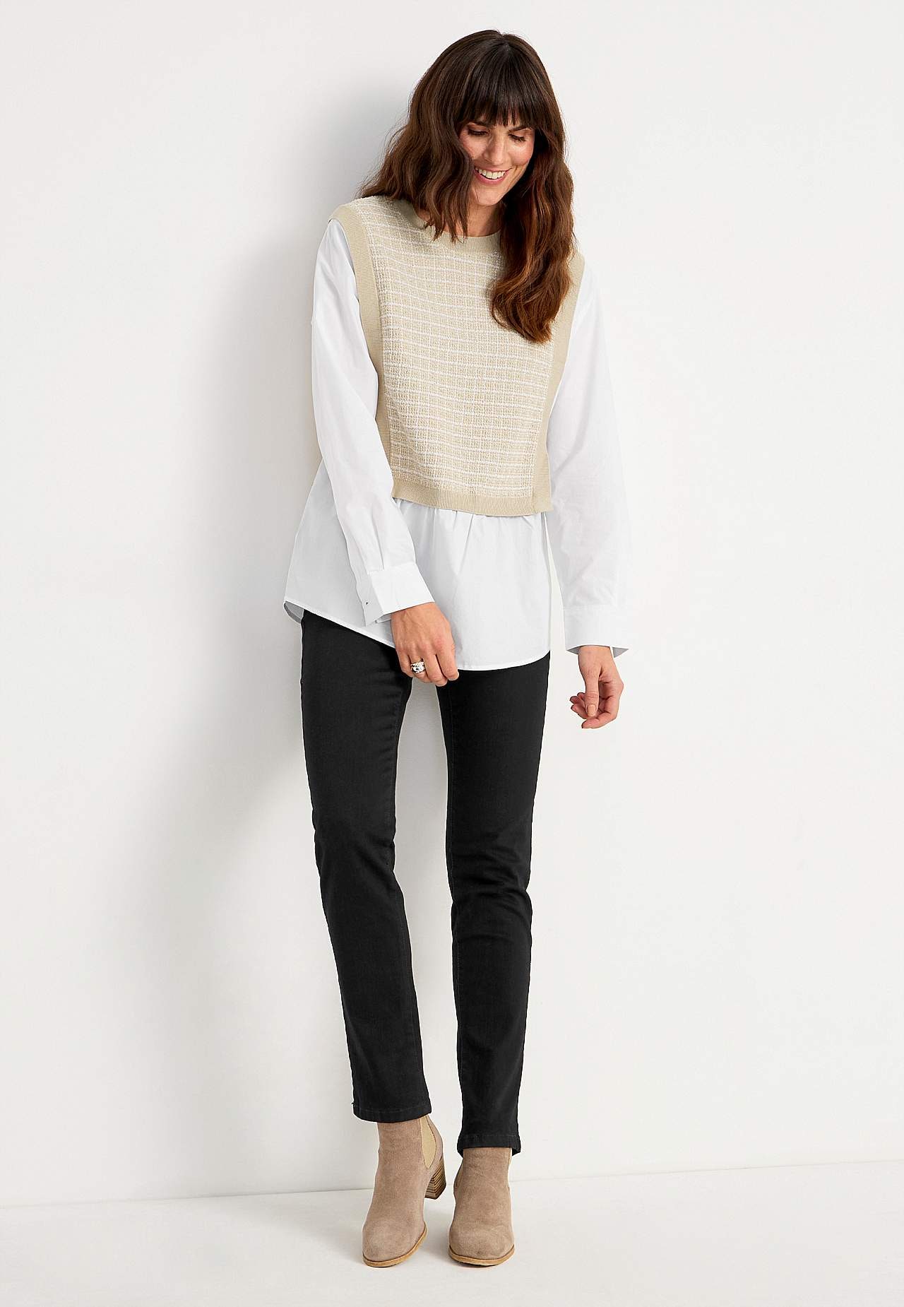 Hemd mit genähtem Pullover