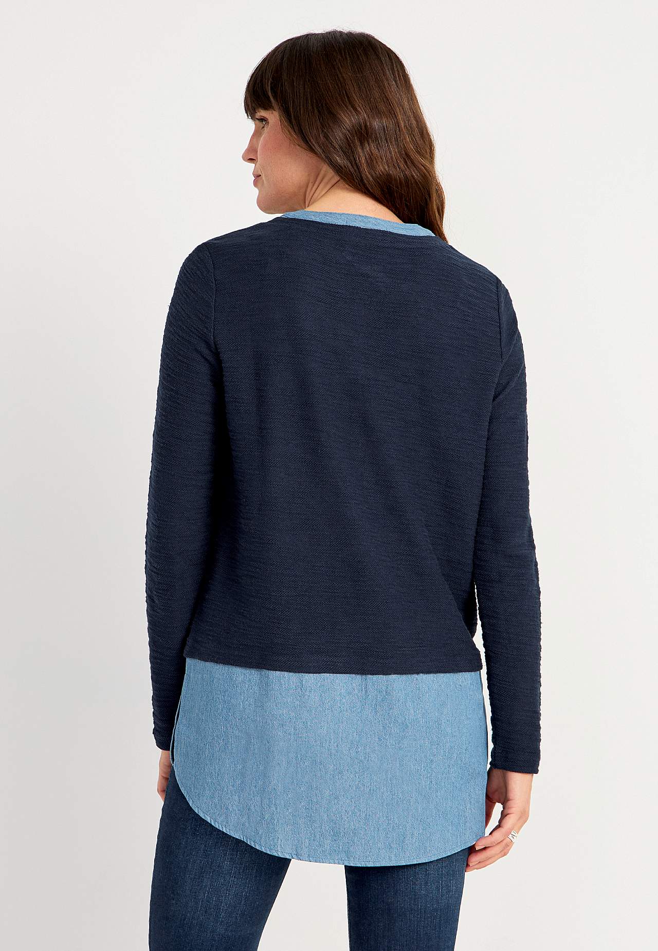 Jersey-Tunika mit Details aus Denim Denise