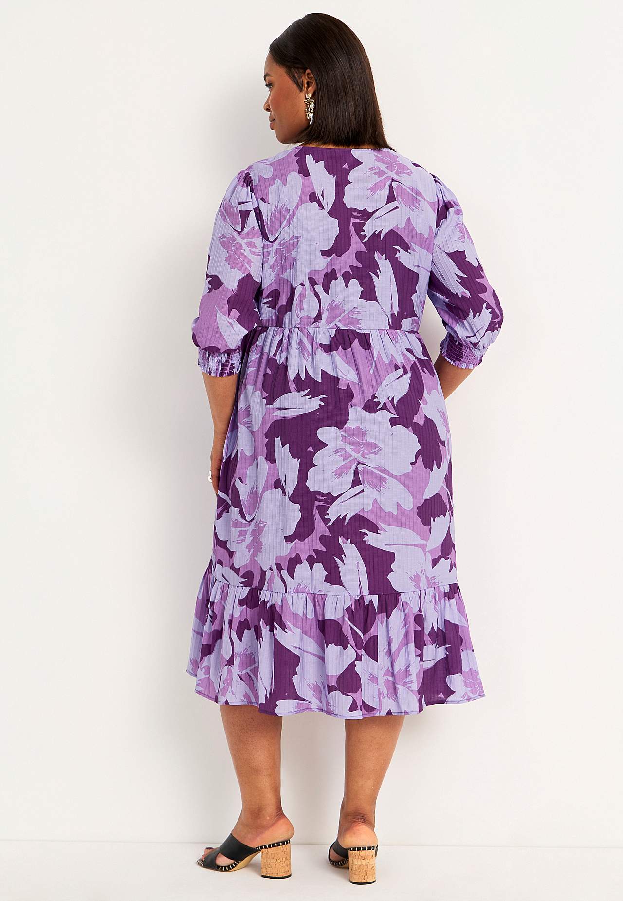 Gewebtes Kleid mit Rüschenrock