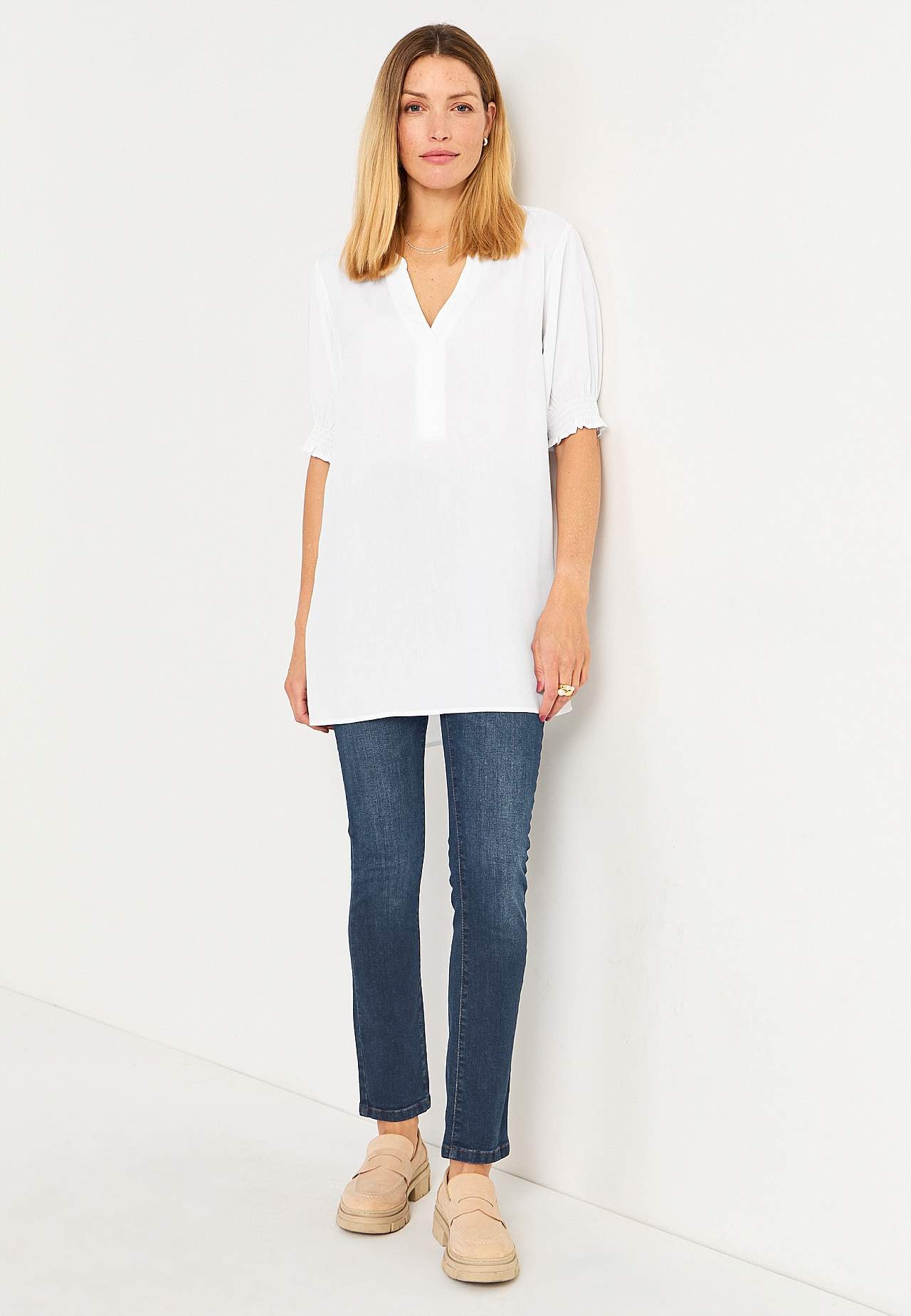 Schmale Jeans mit hohem Schnitt - drei Längen
