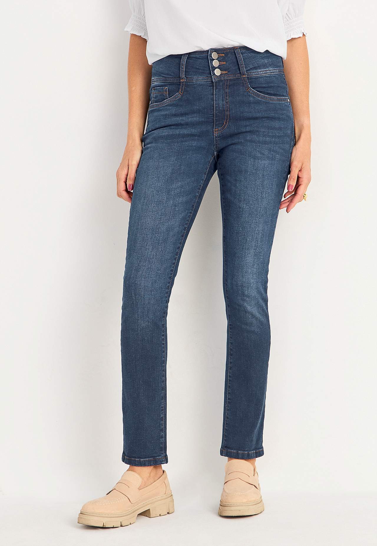 Schmale Jeans mit hohem Schnitt - drei Längen