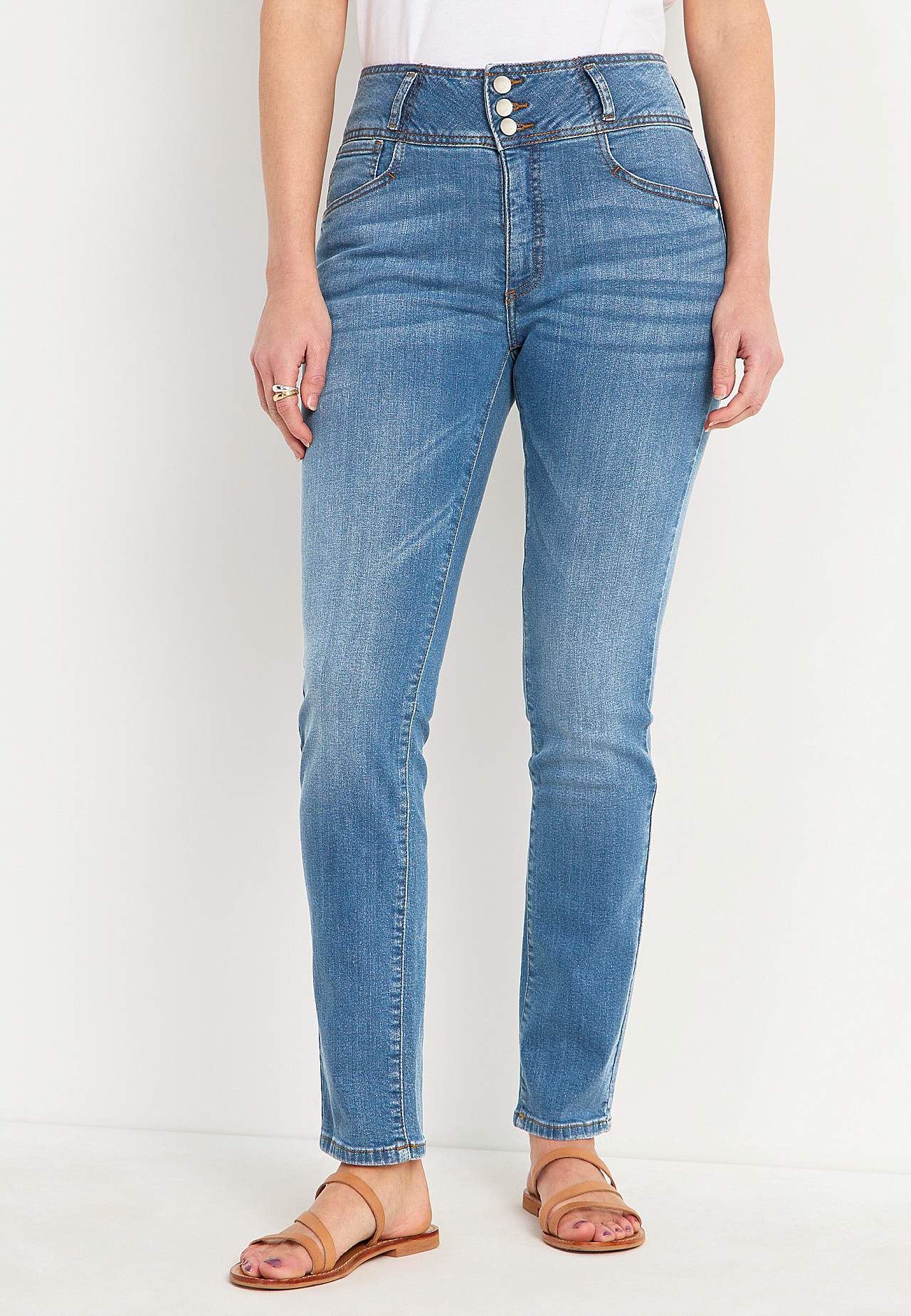 Schmale Jeans mit hohem Schnitt - drei Längen