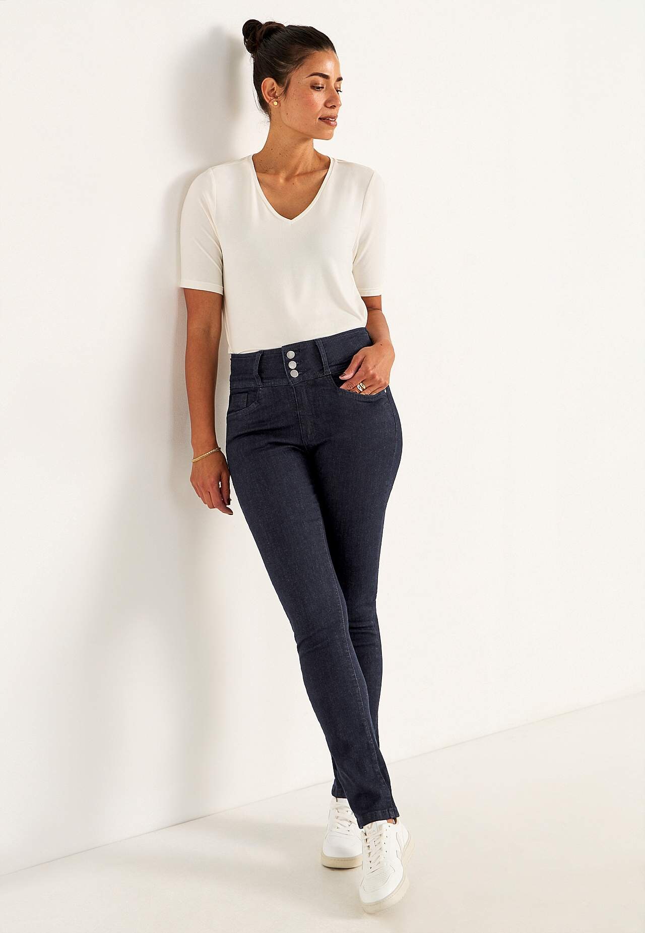 Schmale Jeans mit hohem Schnitt - drei Längen