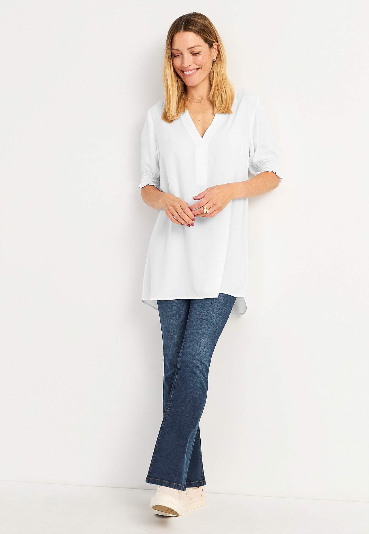 Bootcut-Jeans mit hohem Bund