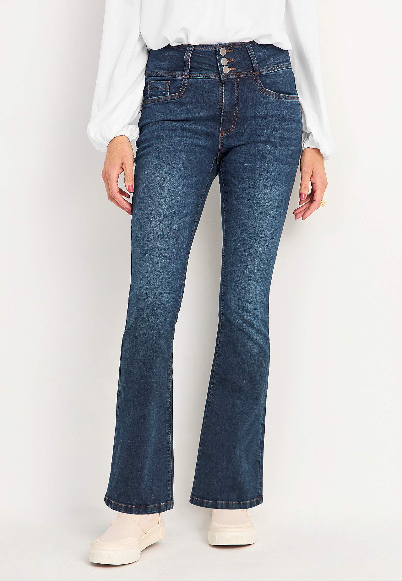 Bootcut-Jeans mit hohem Bund