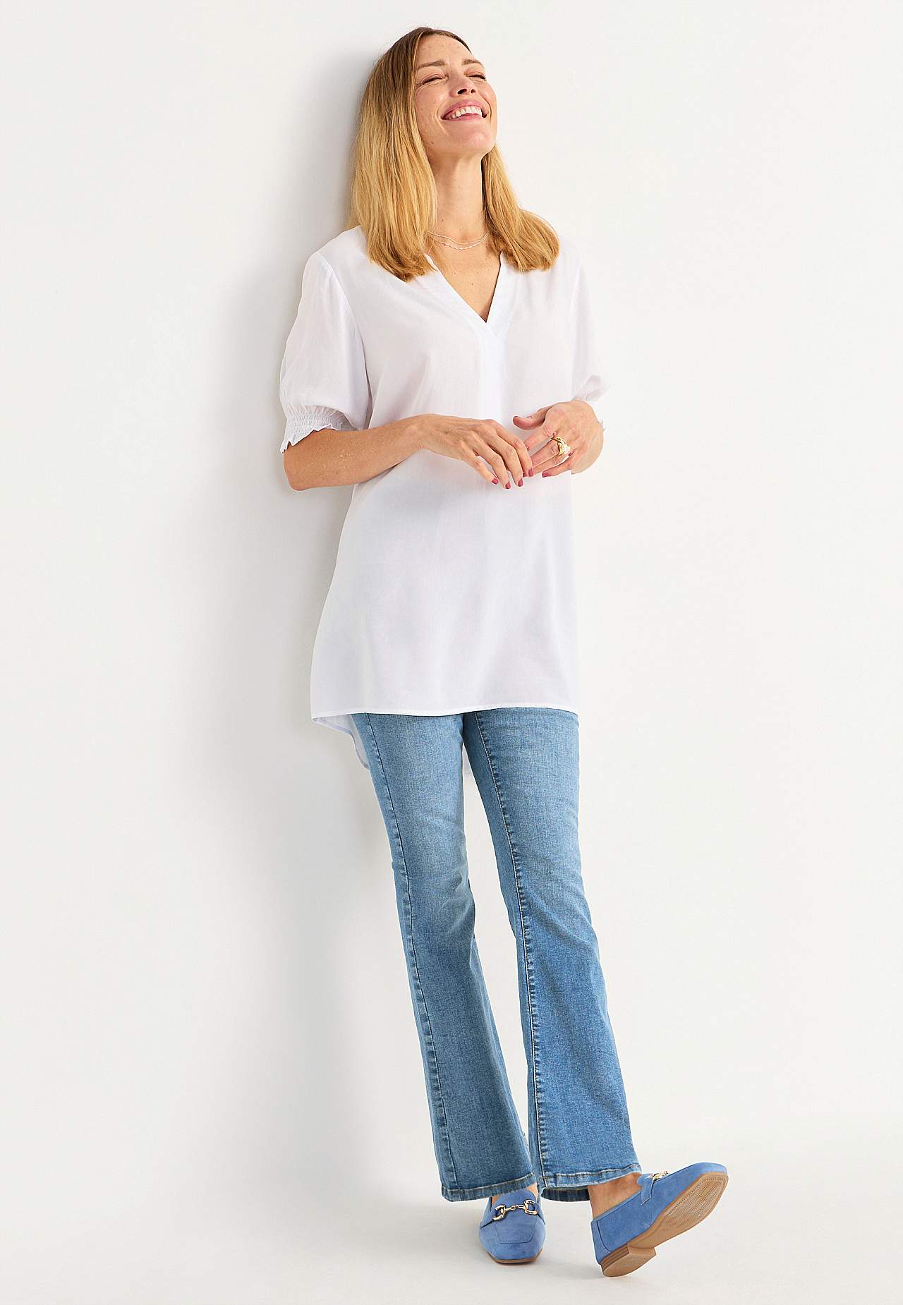 Bootcut-Jeans mit hohem Bund