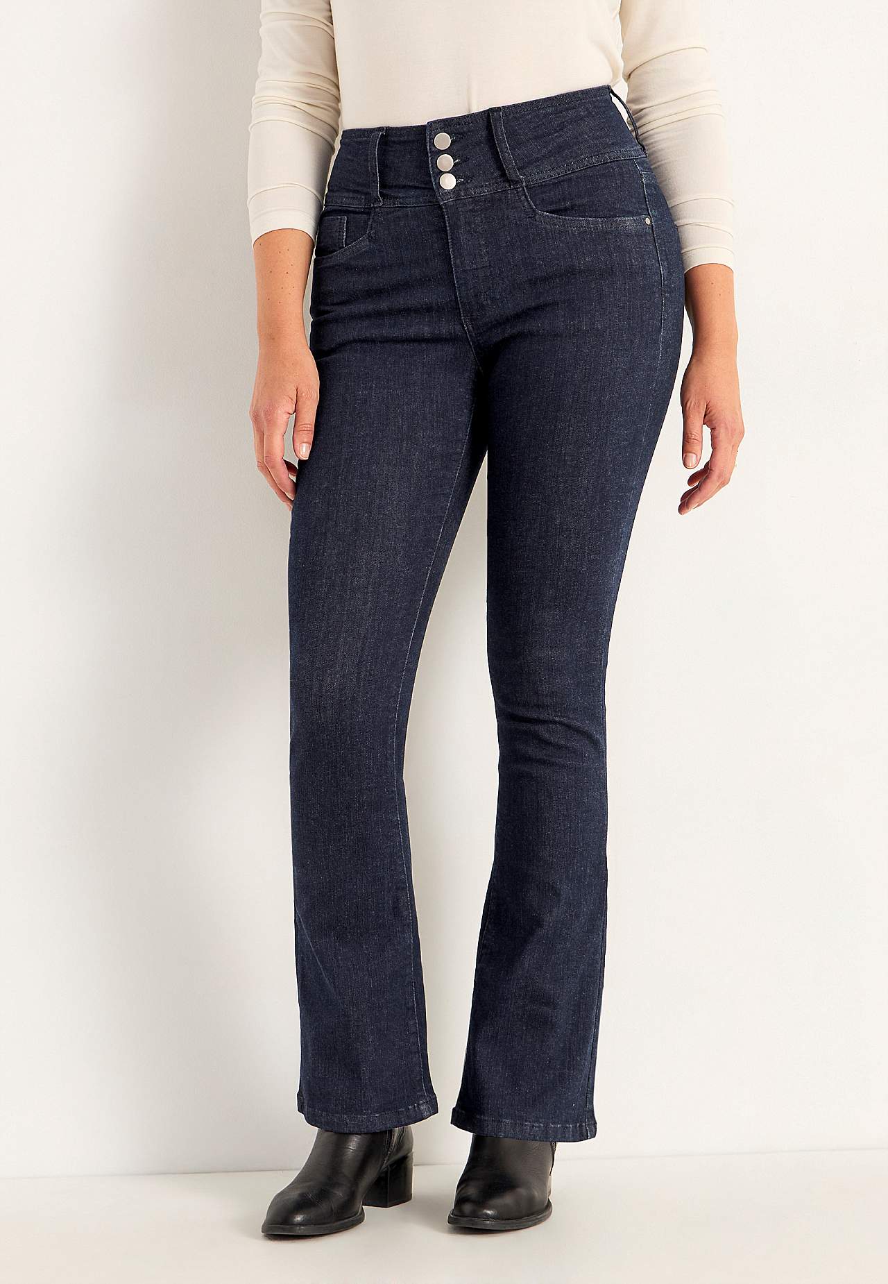 Bootcut-Jeans mit hohem Bund