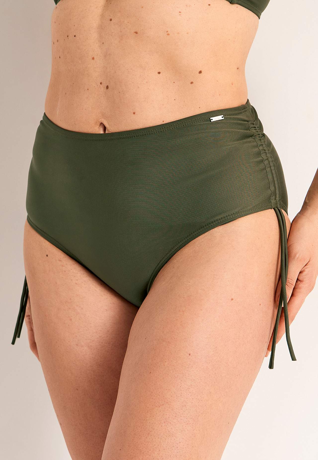 Gerüscht Bikini-Unterteil mit hohem Bund
