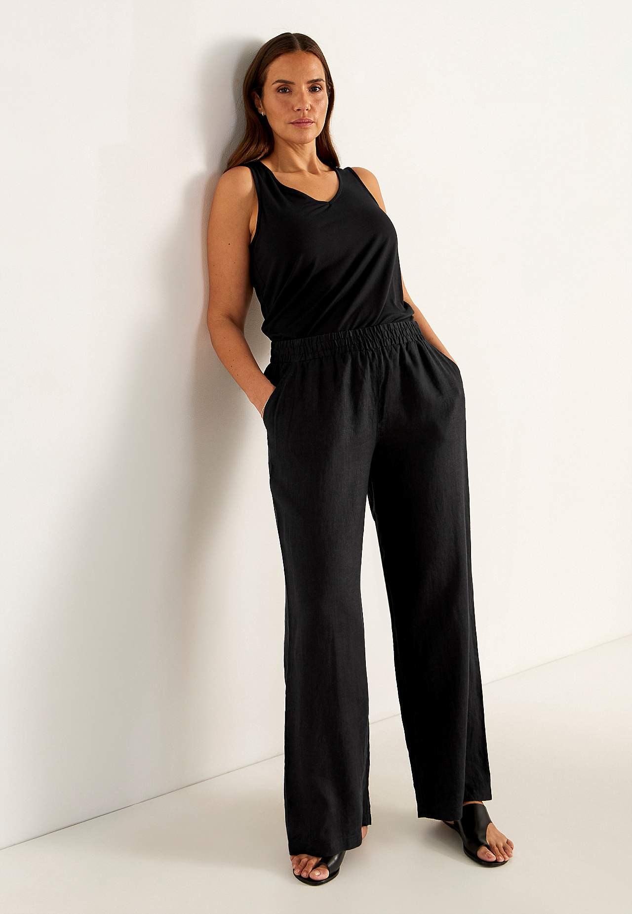 Leinenhose Premium mit breiten Beinen