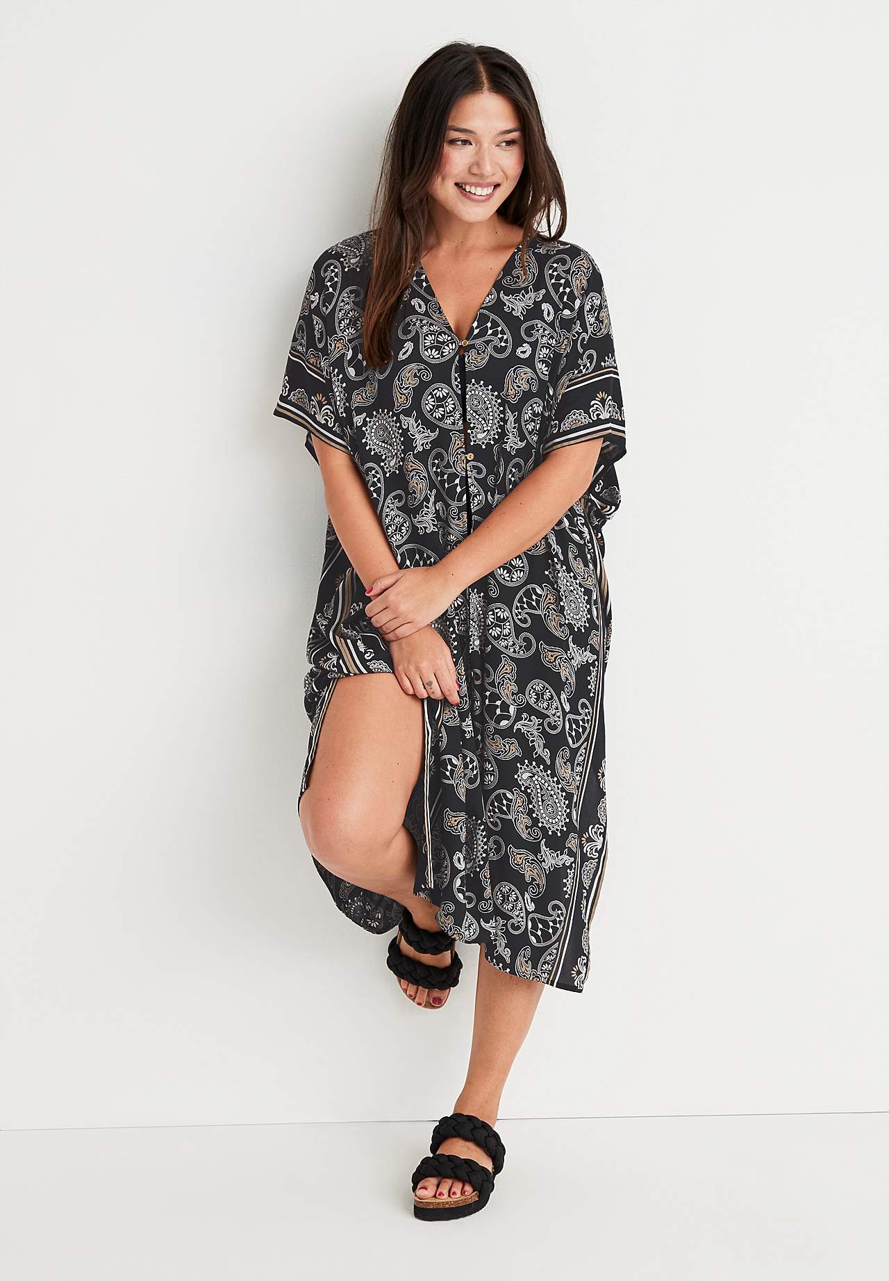 Strand-Kaftan mit Knöpfen