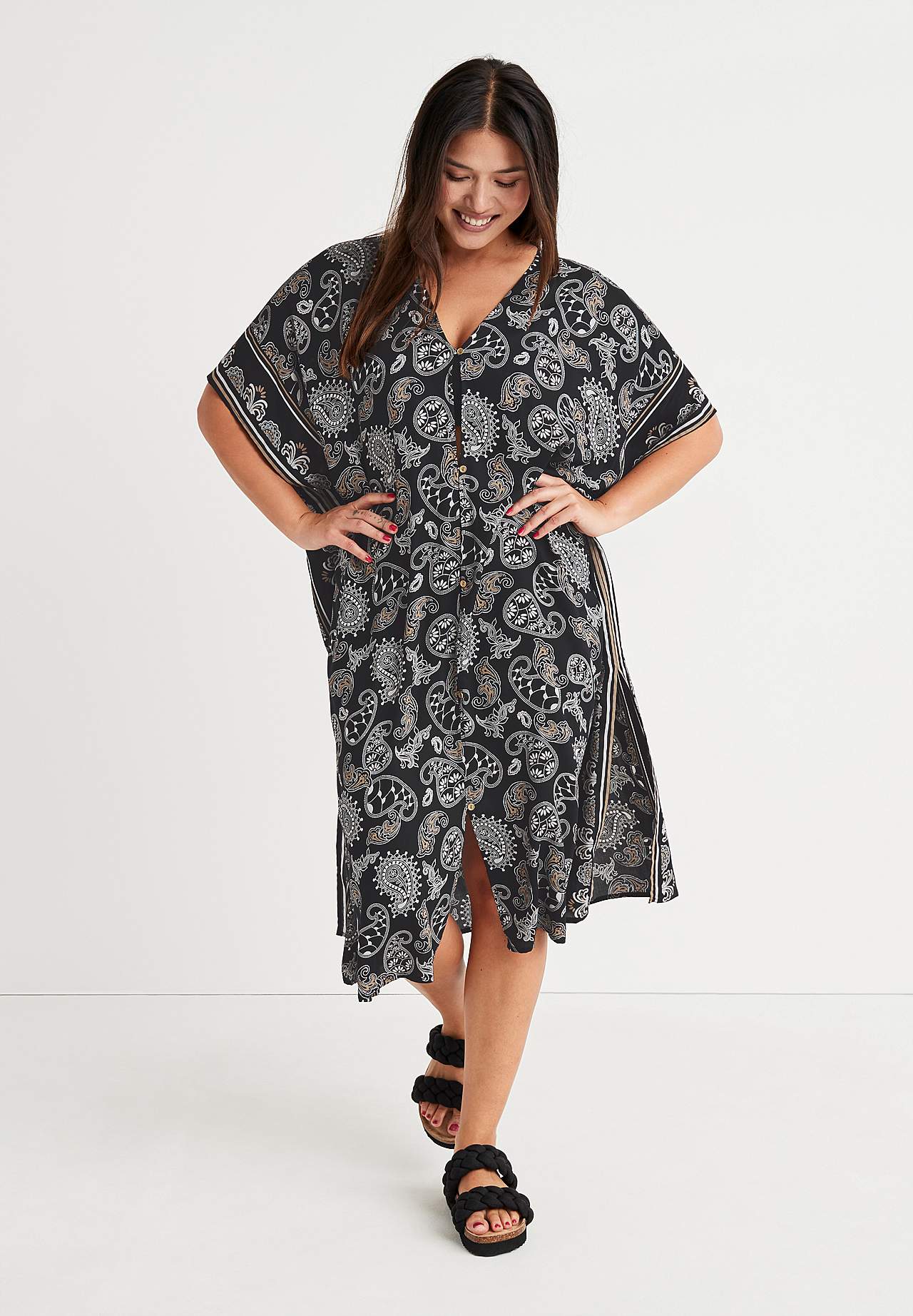 Strand-Kaftan mit Knöpfen