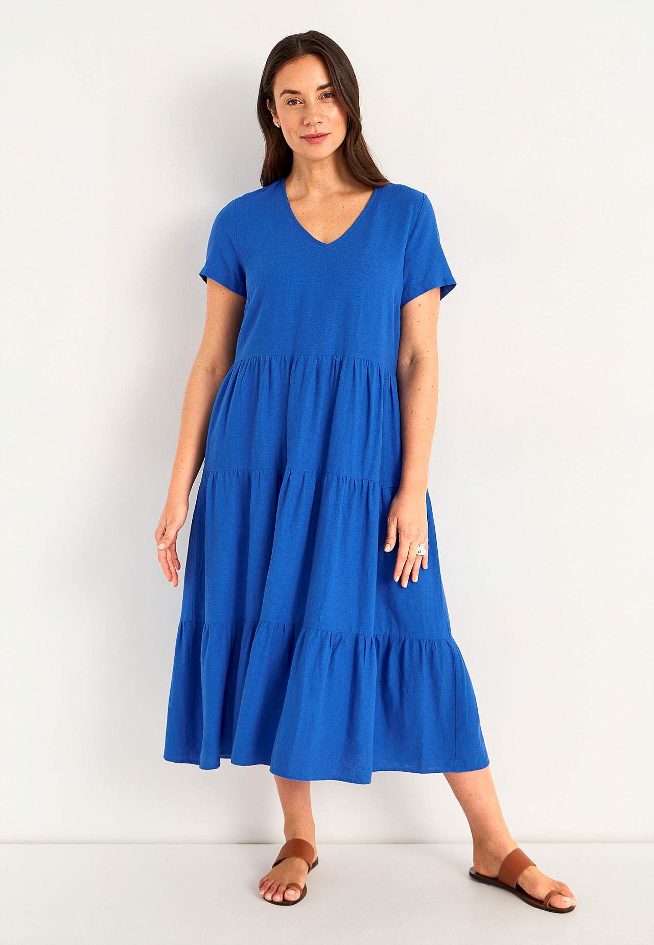 Leinenkleid mit Rüschenröcken