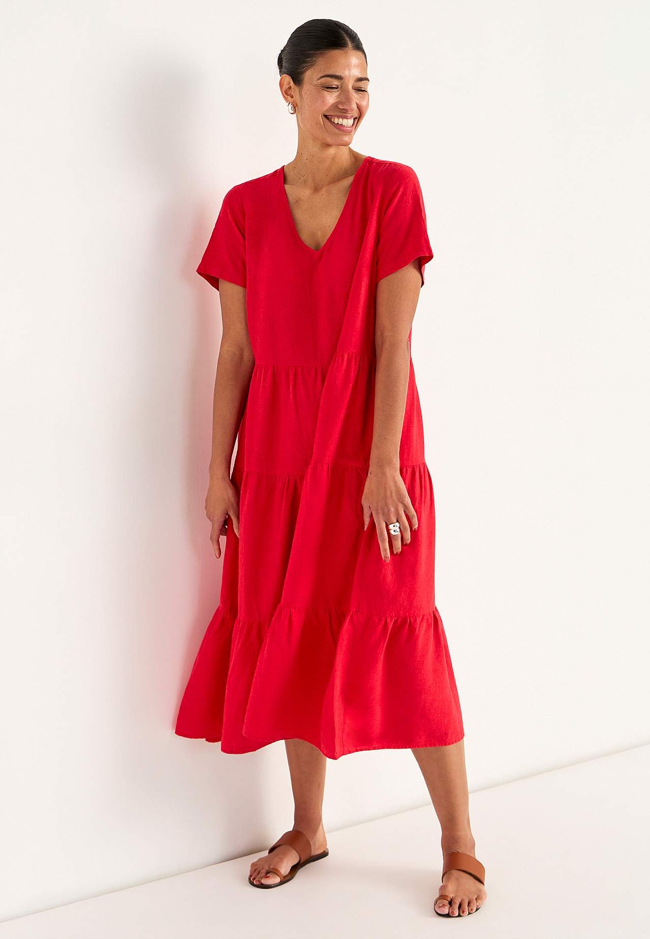 Leinenkleid mit Rüschenröcken