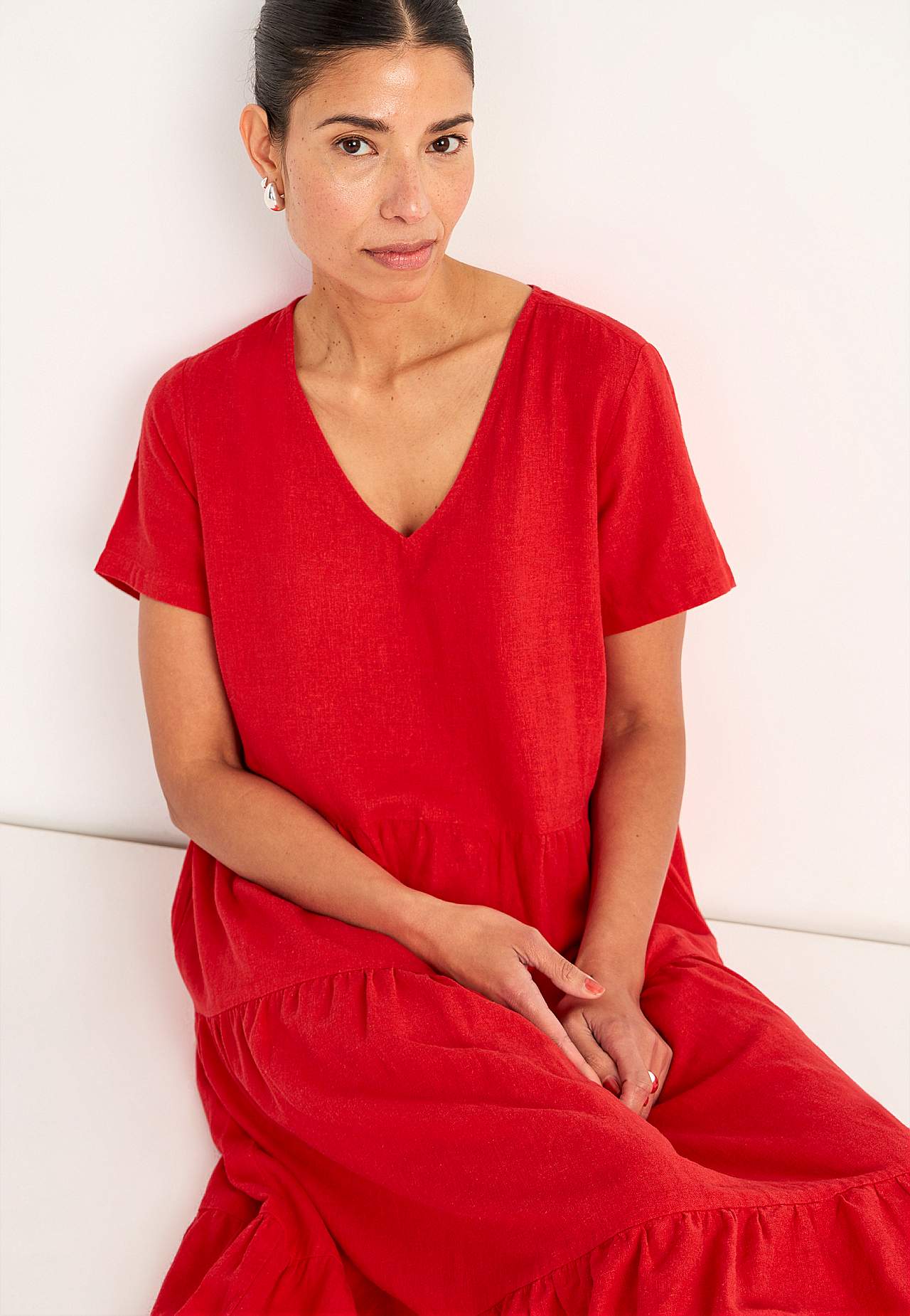 Leinenkleid mit Rüschenröcken