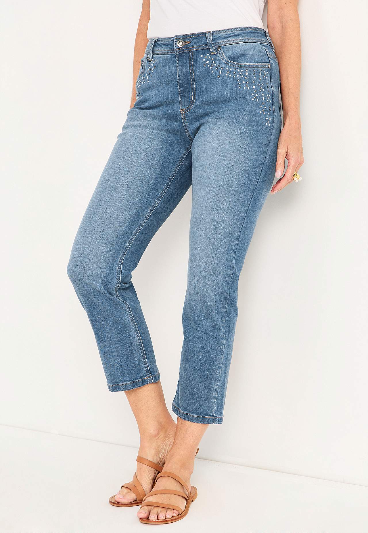Knöcheljeans mit Perlen und Strass Johanna