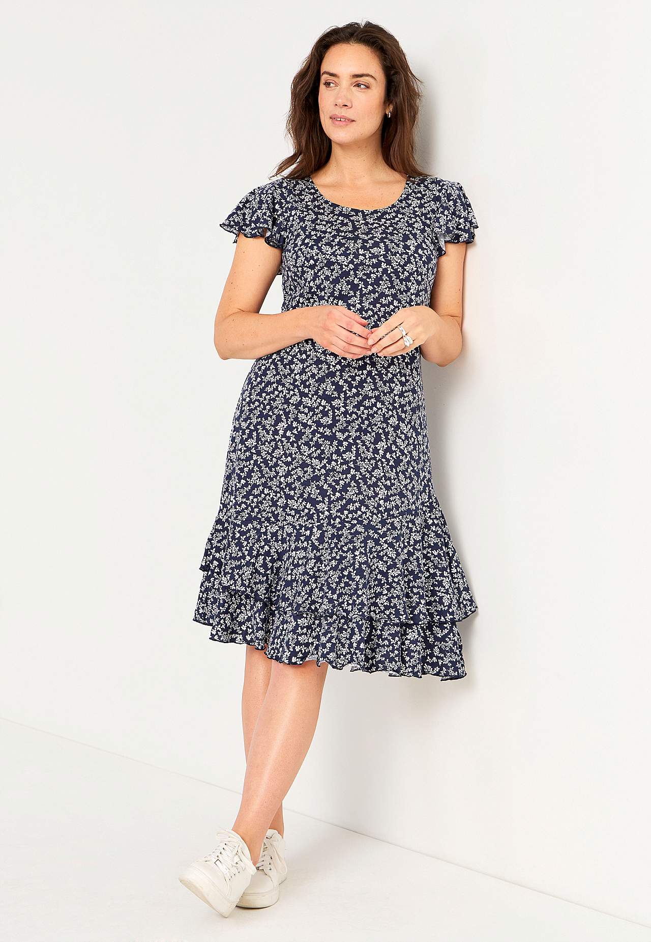 Jerseykleid mit Rüschenröcken