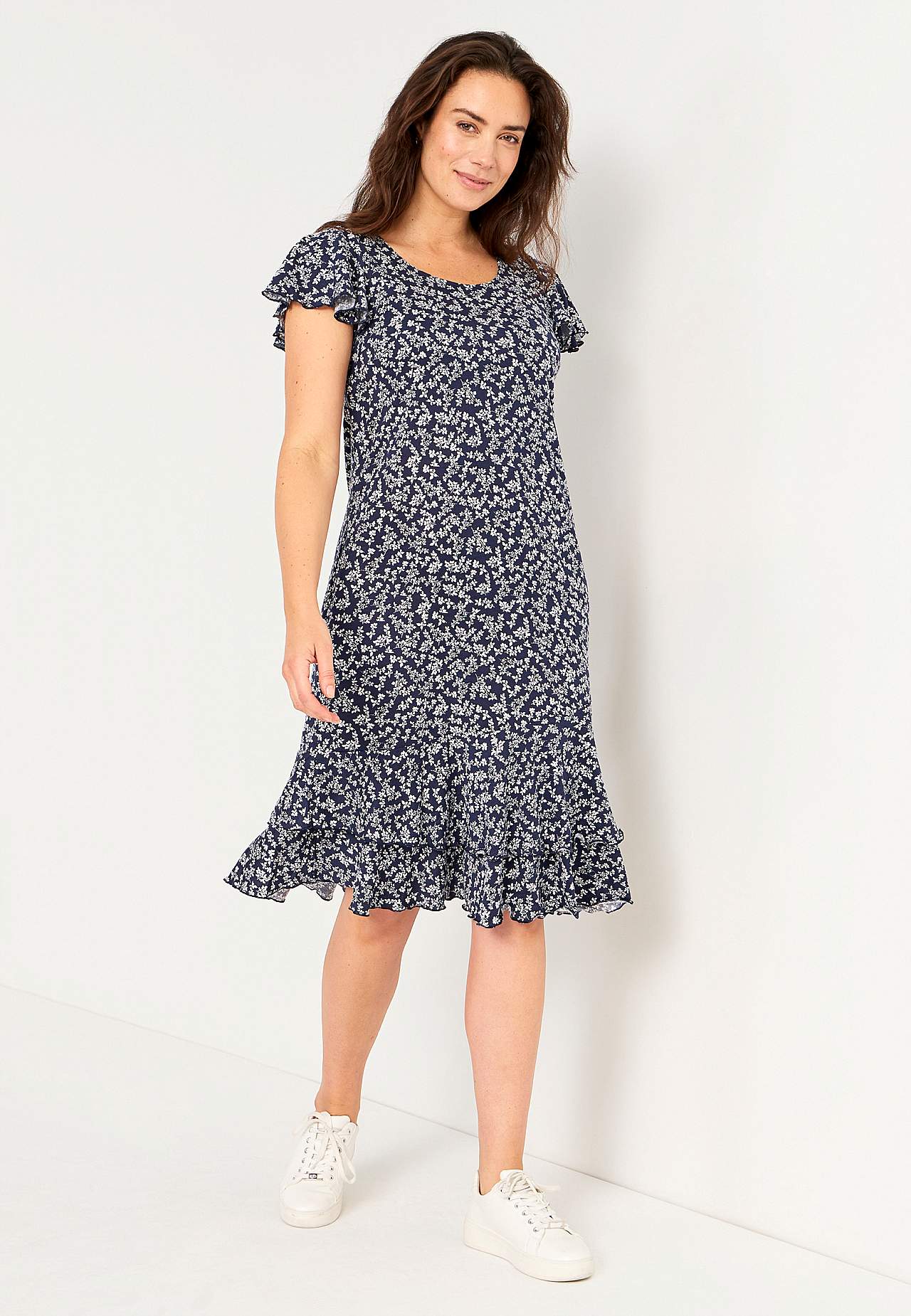 Jerseykleid mit Rüschenröcken