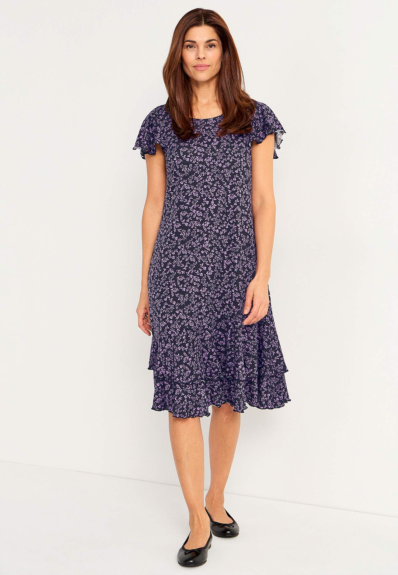 Jerseykleid mit Rüschenröcken