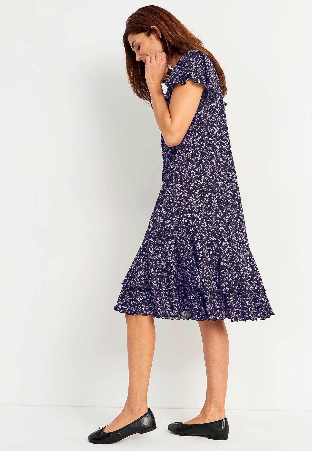 Jerseykleid mit Rüschenröcken