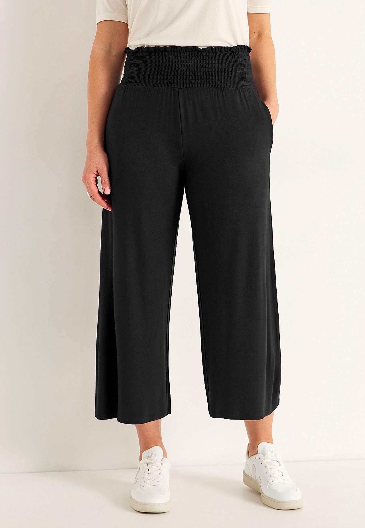 Weiche Jerseyhose mit gesmoktem elastischem Bund Liv