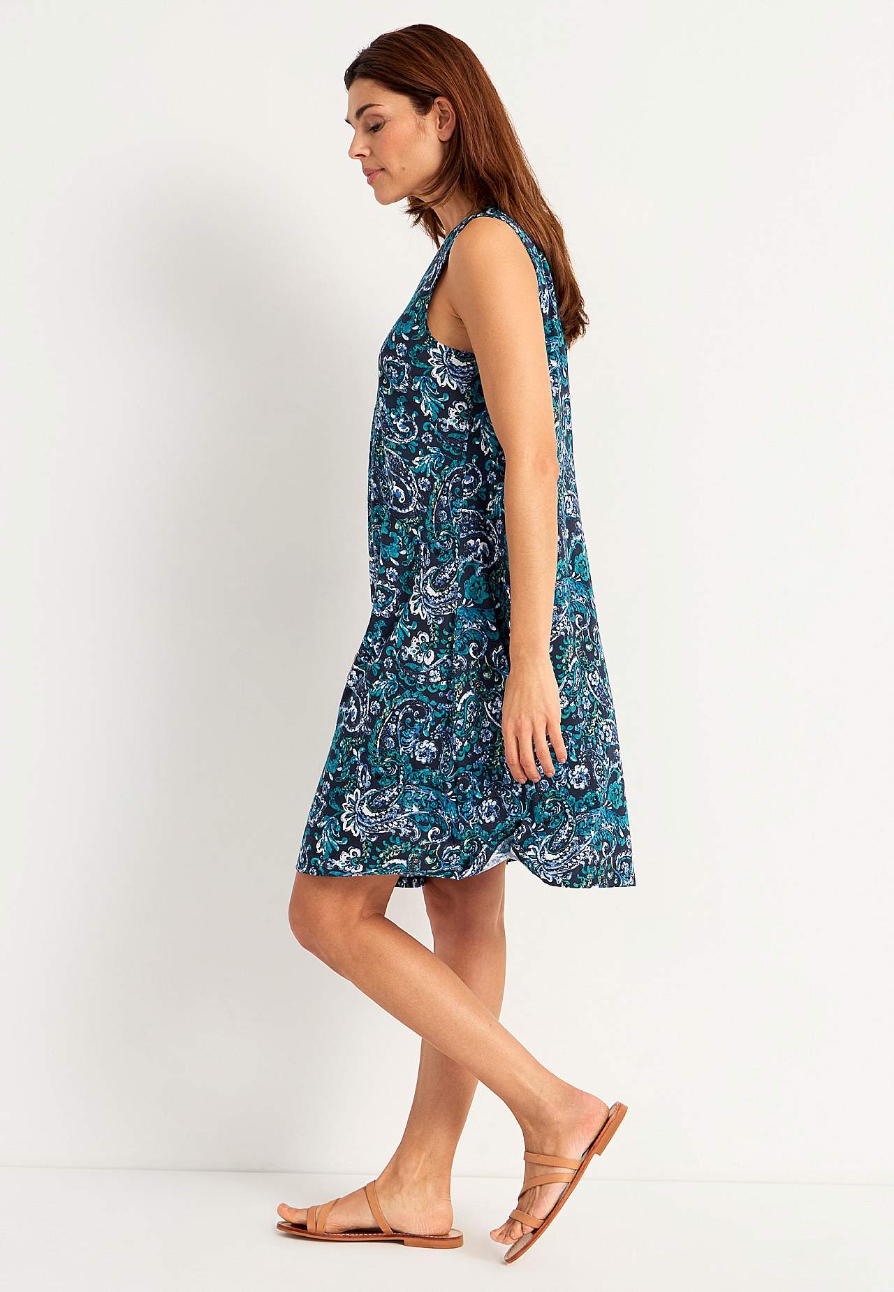 Ärmelloses Jerseykleid mit einem V-Ausschnitt