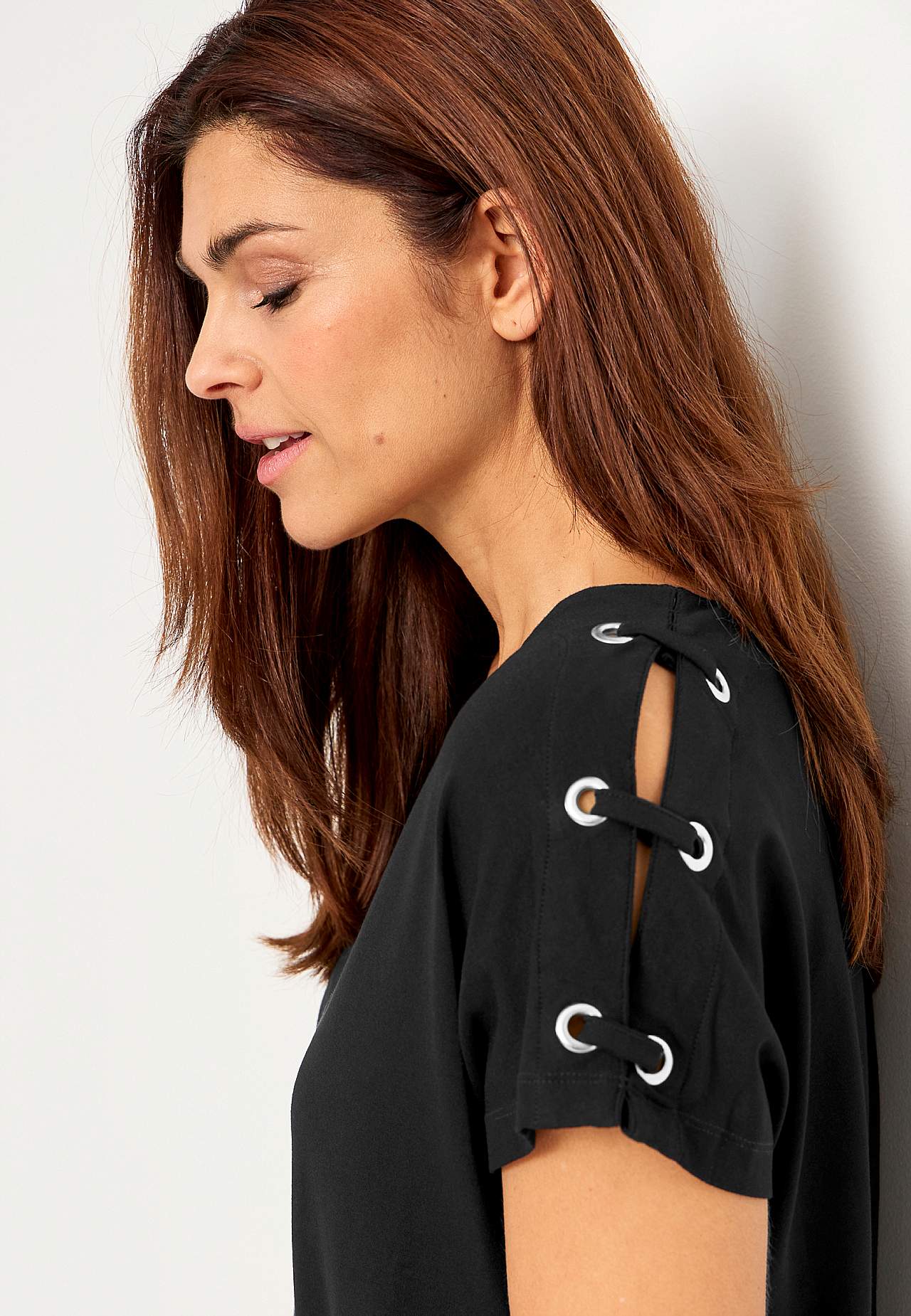 Jersey-Top mit Dekor an der Schulter