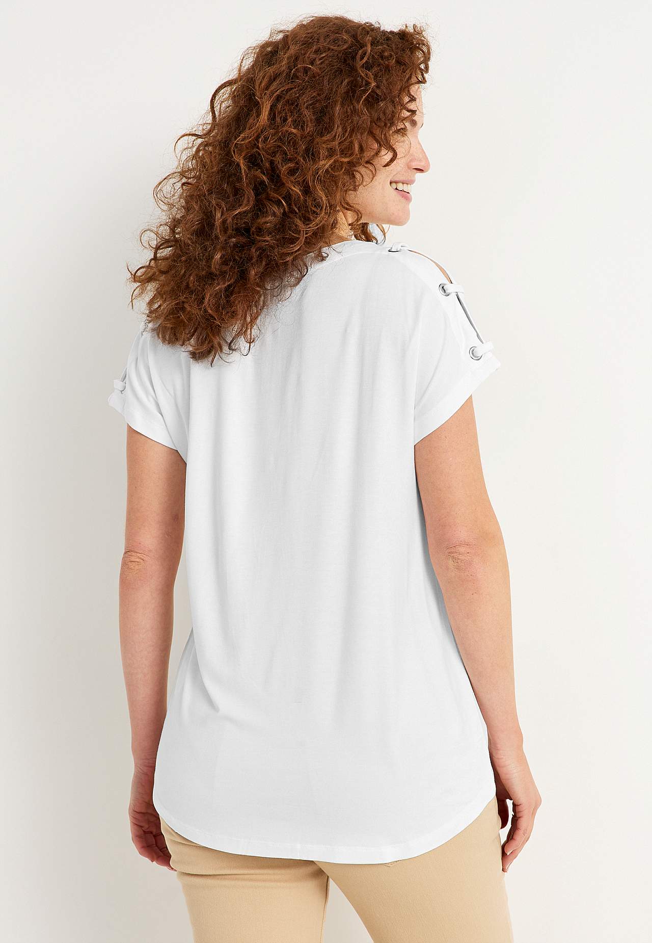 Jersey-Top mit Dekor an der Schulter