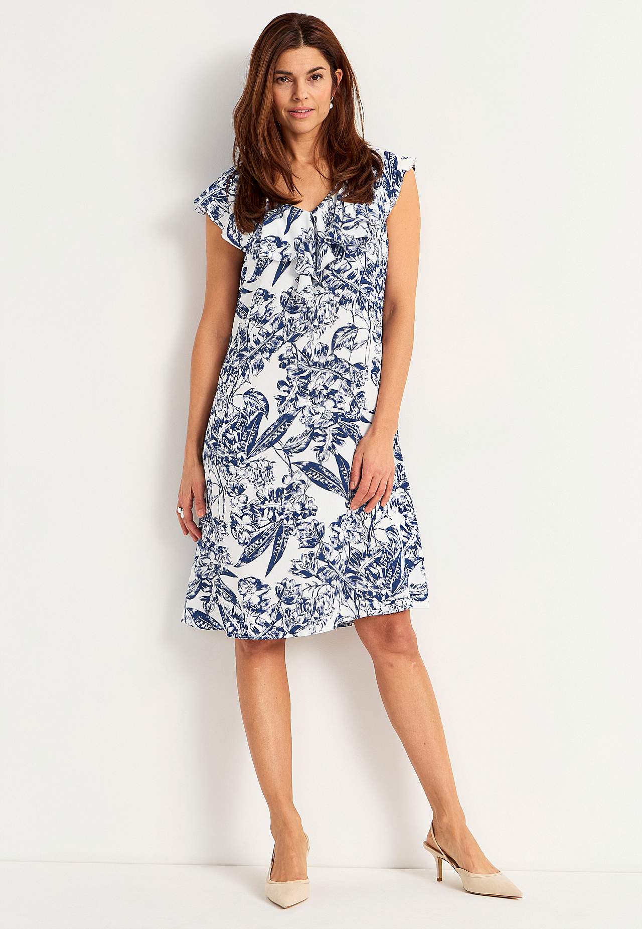 Ärmelloses Kleid mit Volant