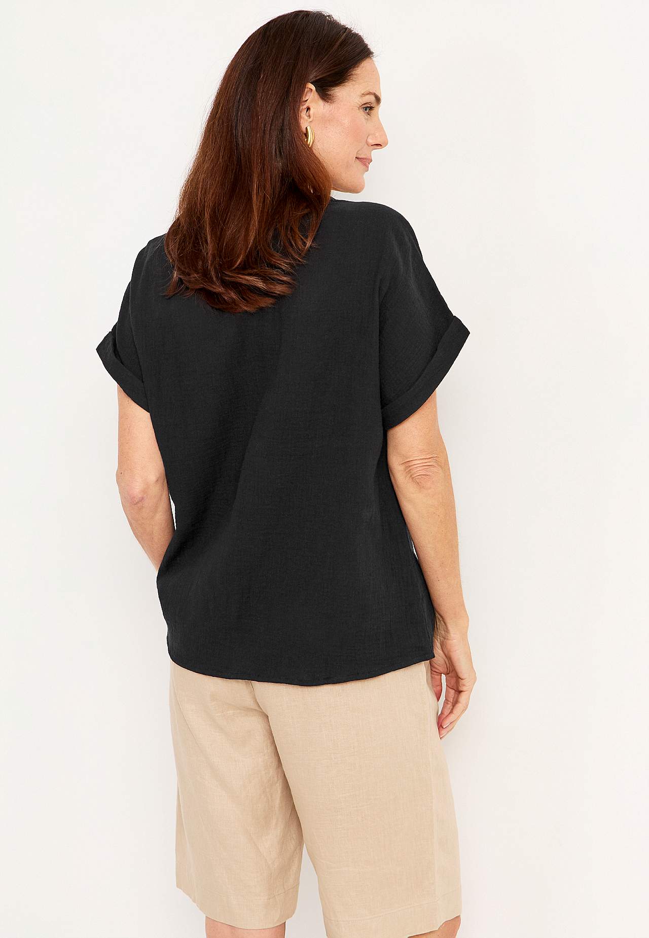 Kurzärmlige Baumwollbluse