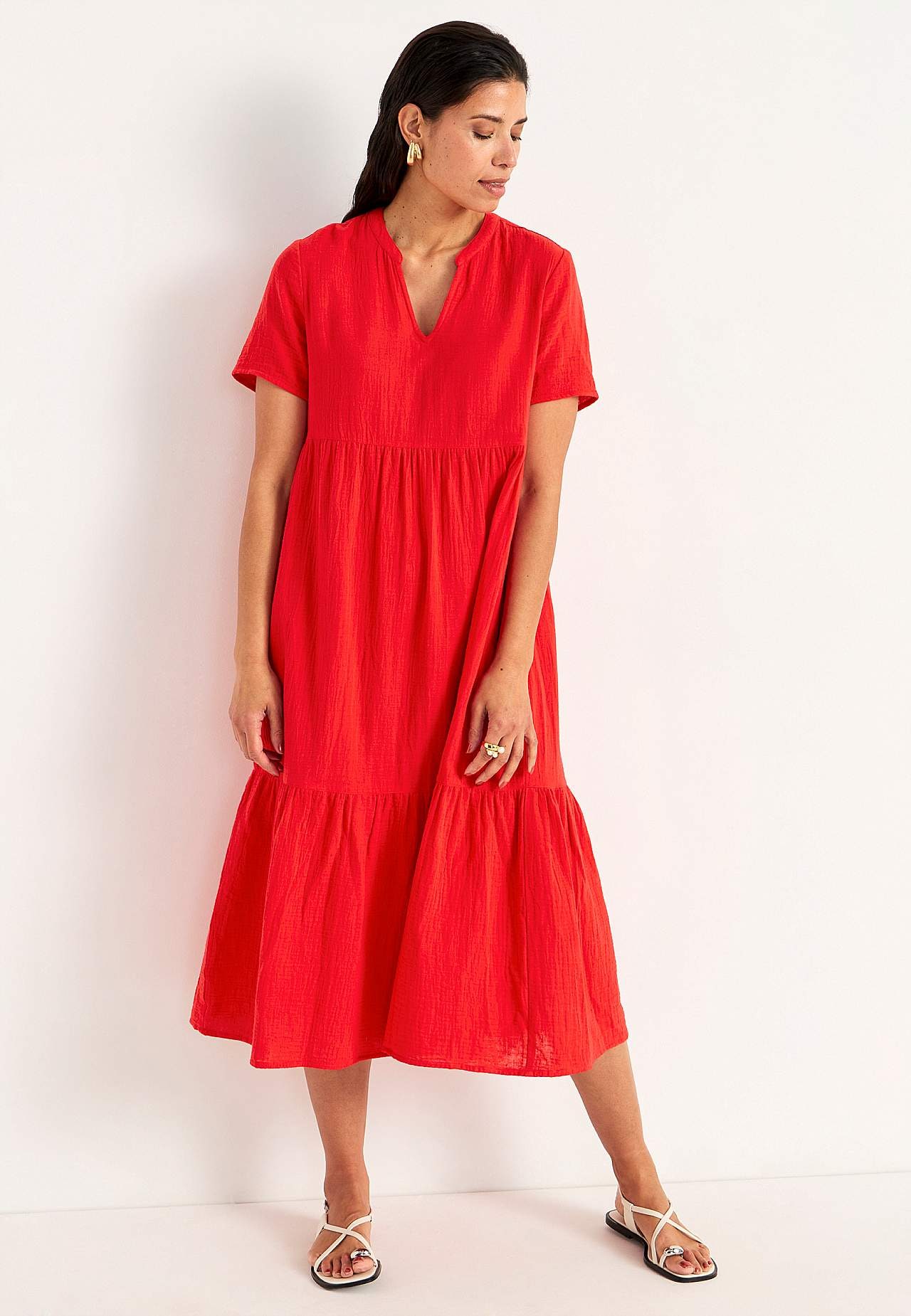 Kleid aus zerknitterter Baumwolle