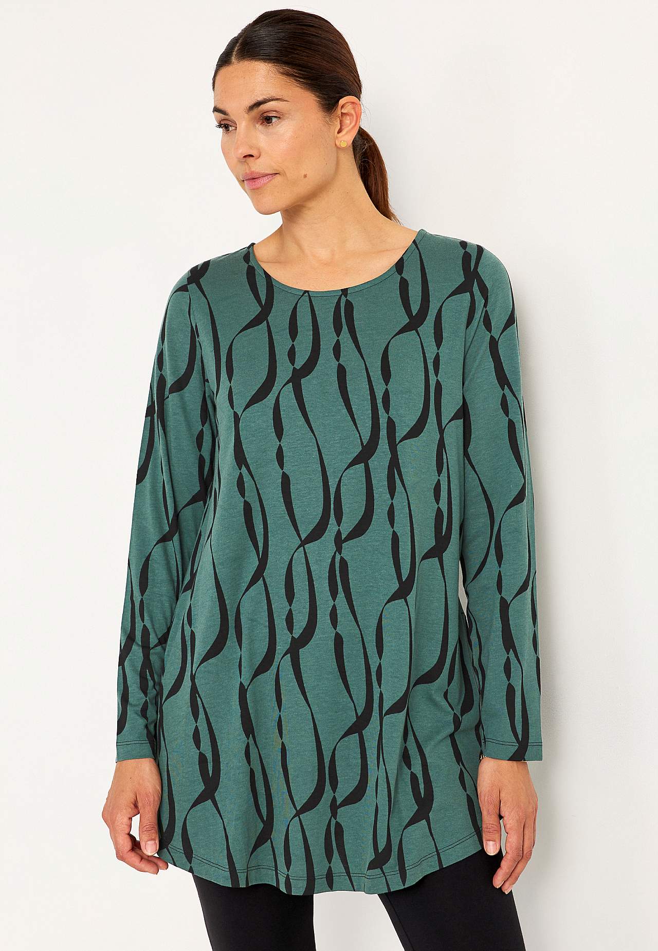 Gemusterte Jersey-Tunika mit Taschen