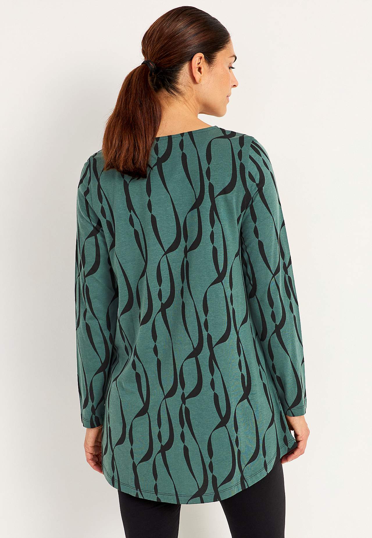 Gemusterte Jersey-Tunika mit Taschen