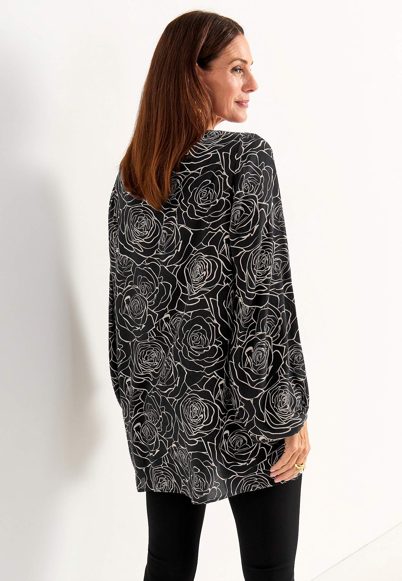 Bluse aus Viskose mit einem Blumen-Muster
