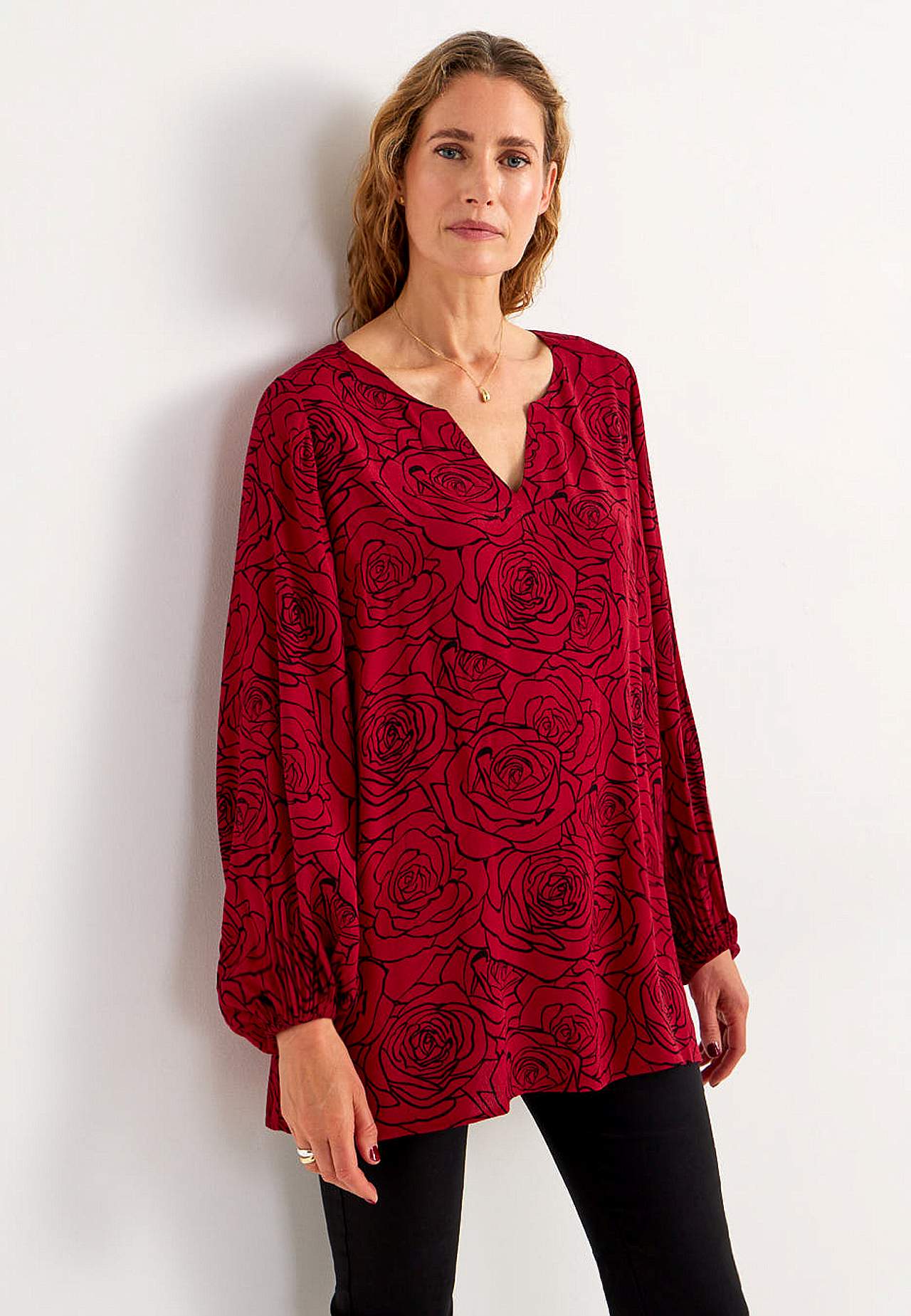 Bluse aus Viskose mit einem Blumen-Muster