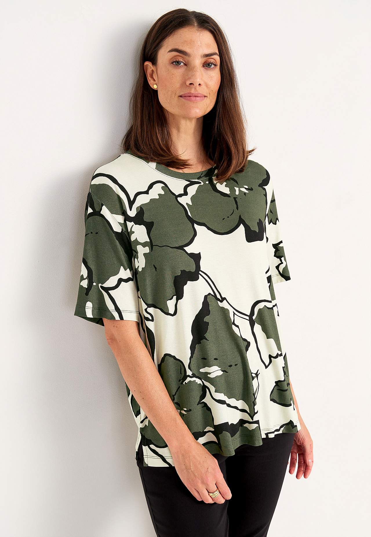 Jersey-Top mit Rundhalsausschnitt