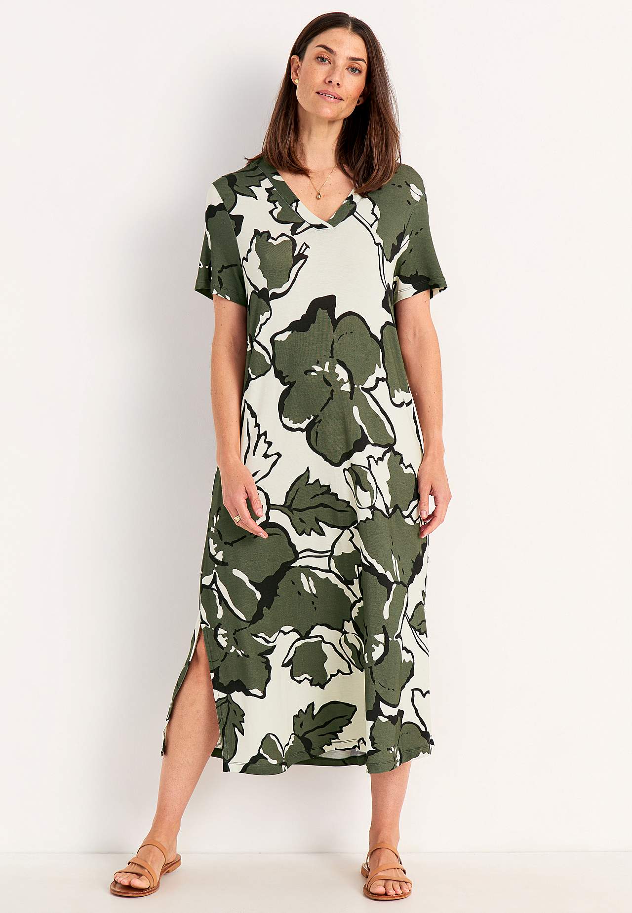 Jerseykleid mit einem V-Ausschnitt