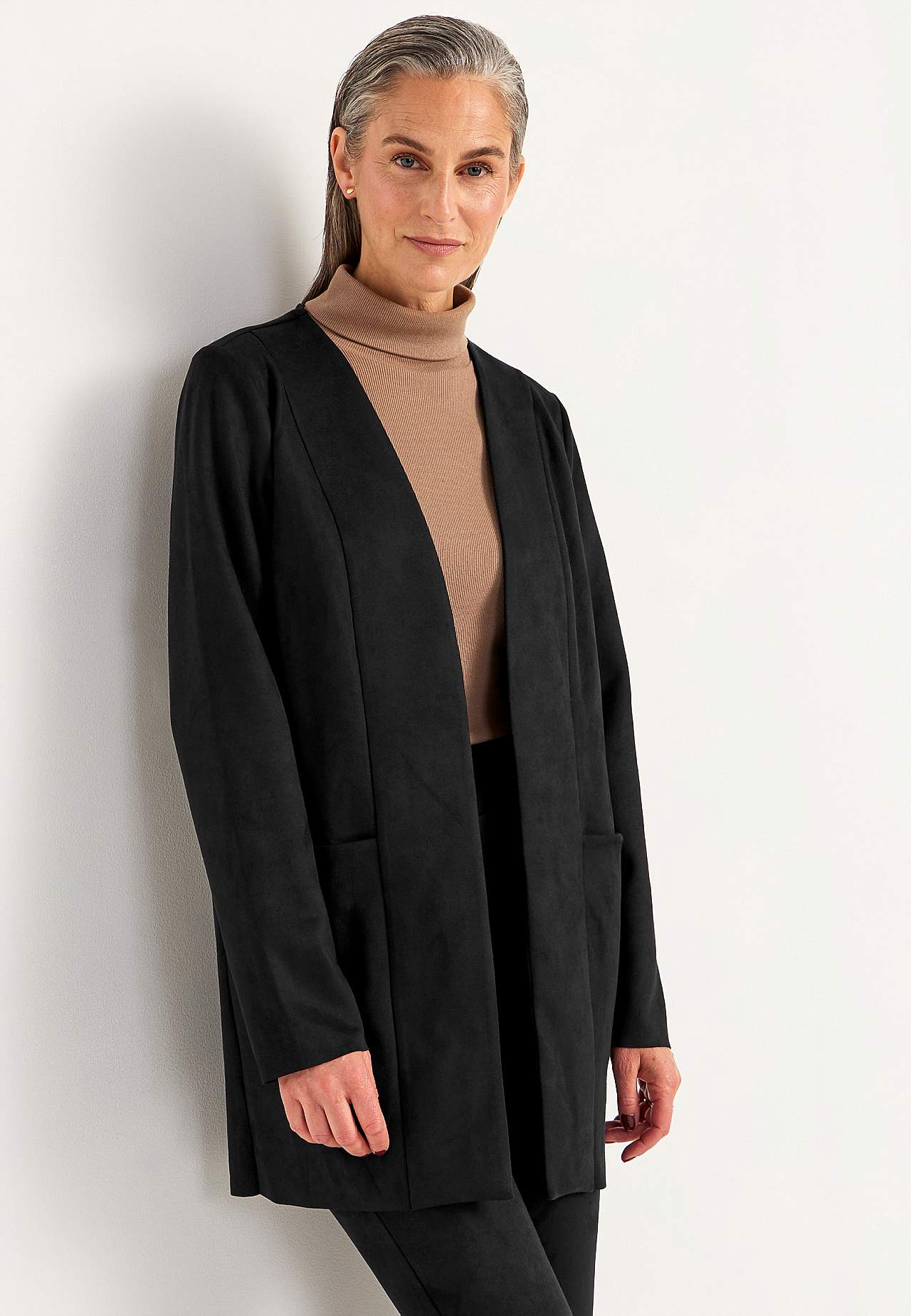 Trikotjacke mit Wildleder-Look