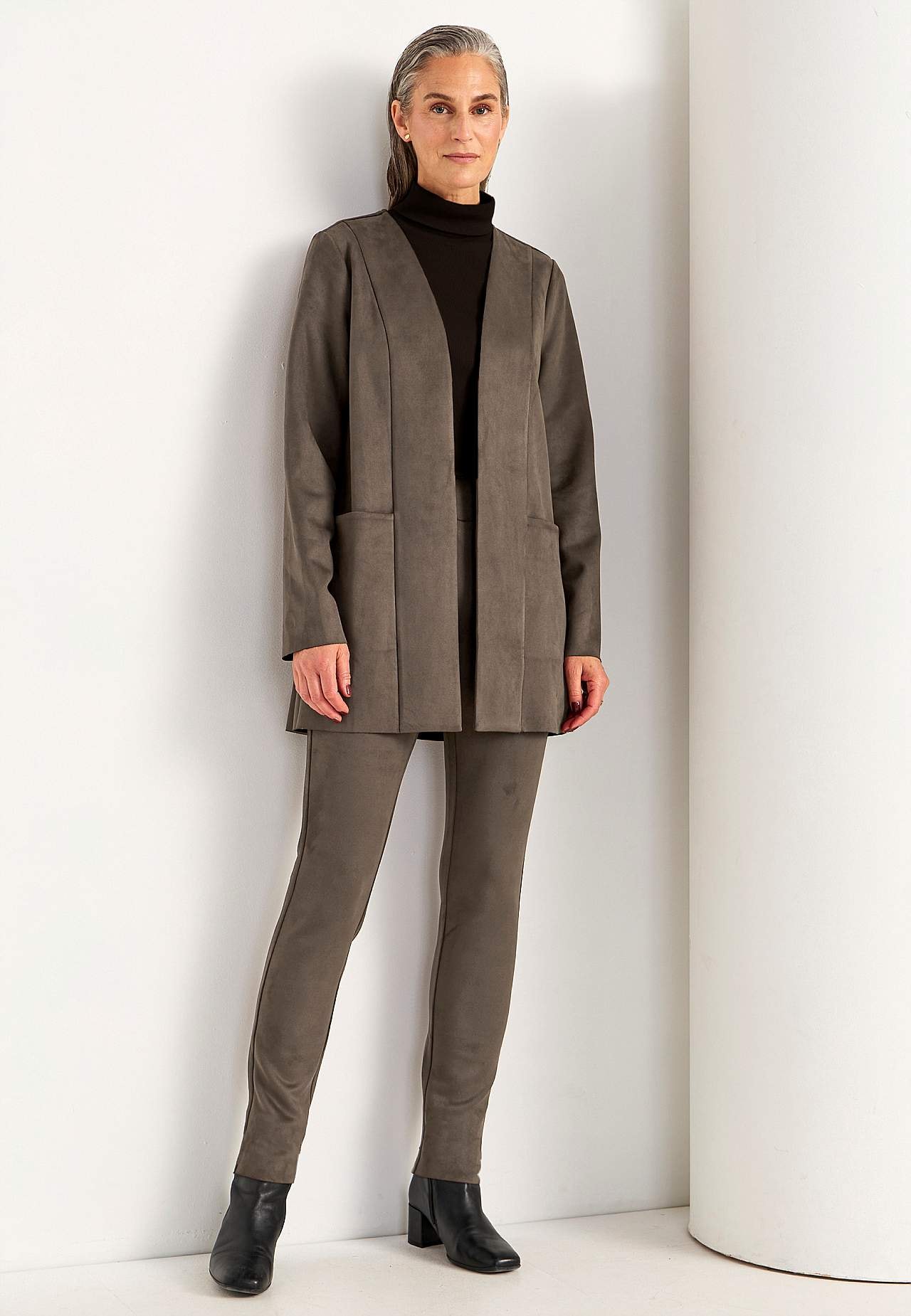 Trikotjacke mit Wildleder-Look