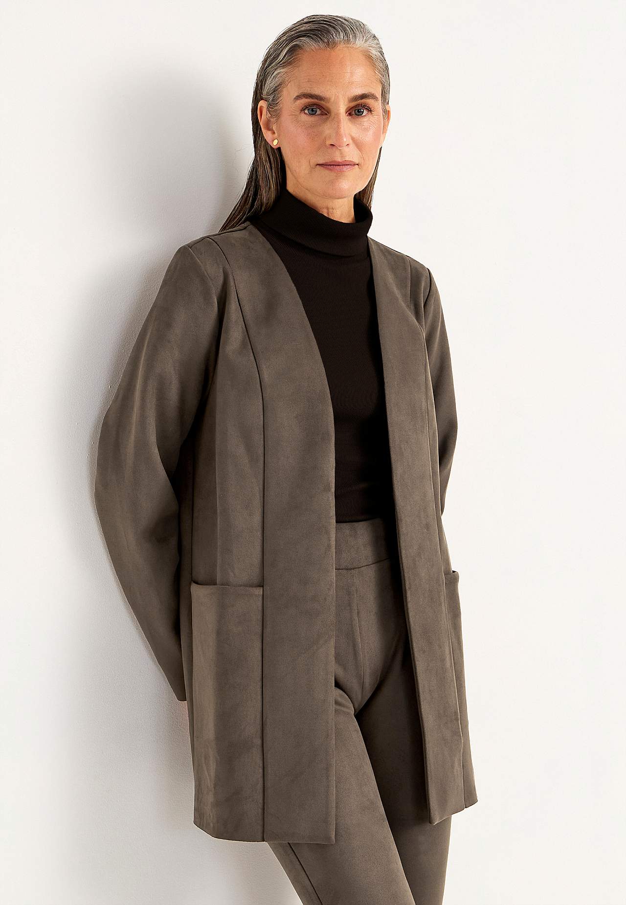 Trikotjacke mit Wildleder-Look