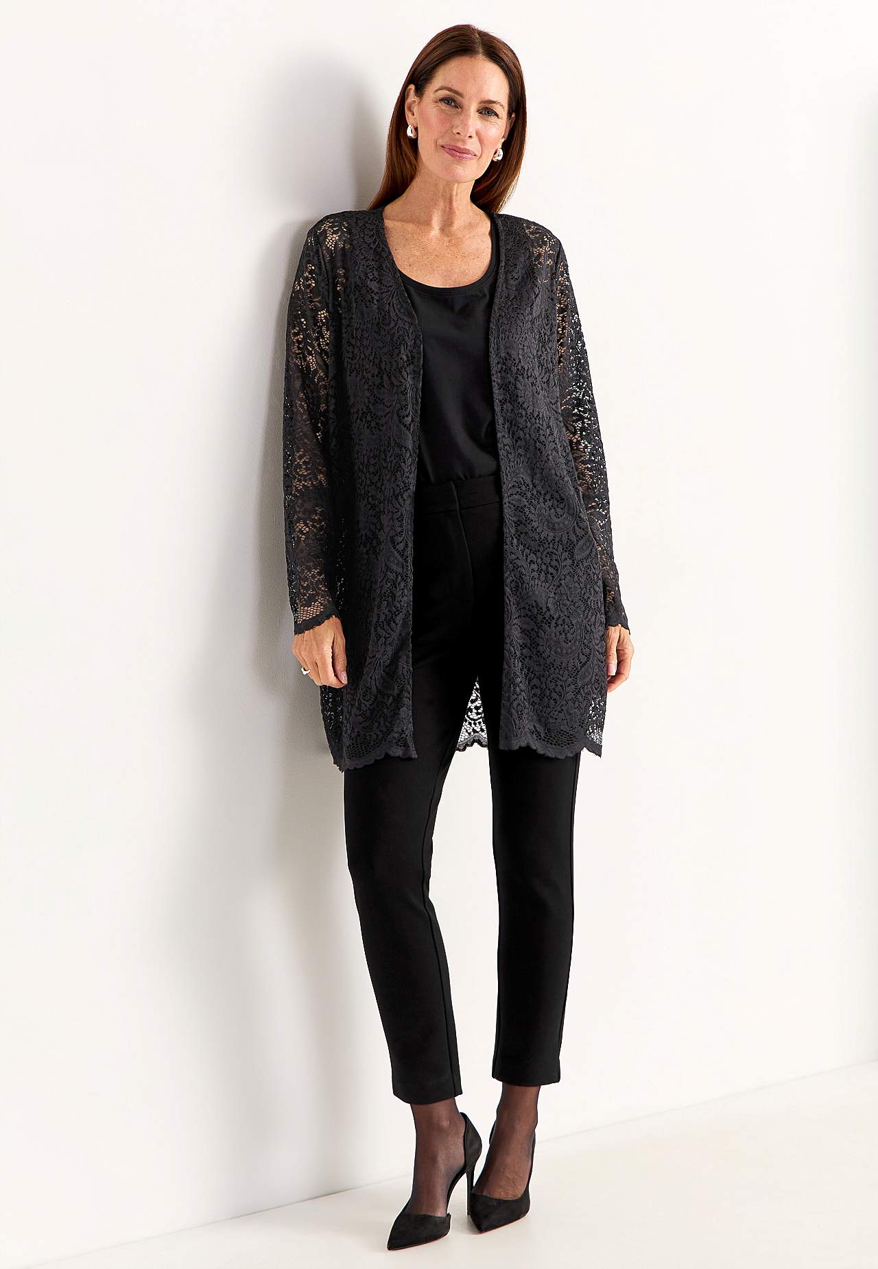 Spitzenbustier mit Cardigan-Design