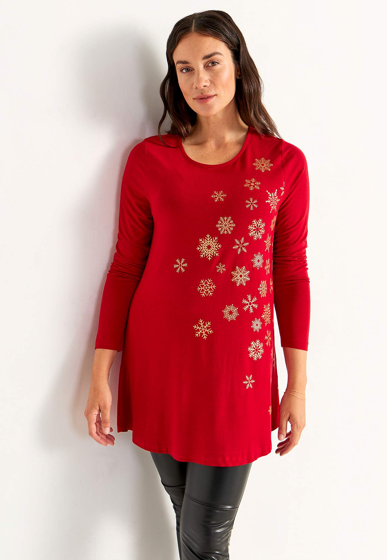 Jersey-Tunika mit Weihnachtsmotiv