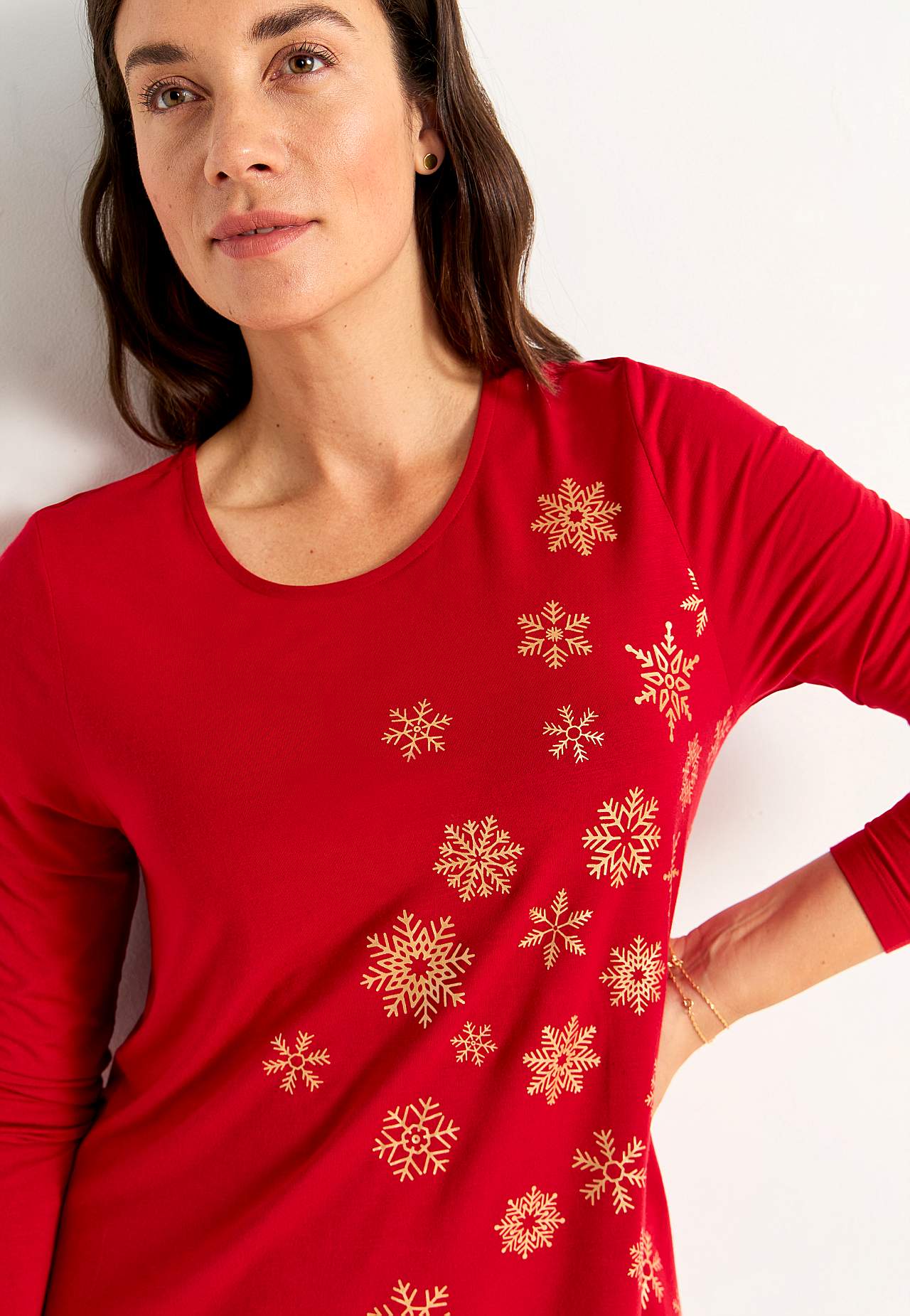 Jersey-Tunika mit Weihnachtsmotiv