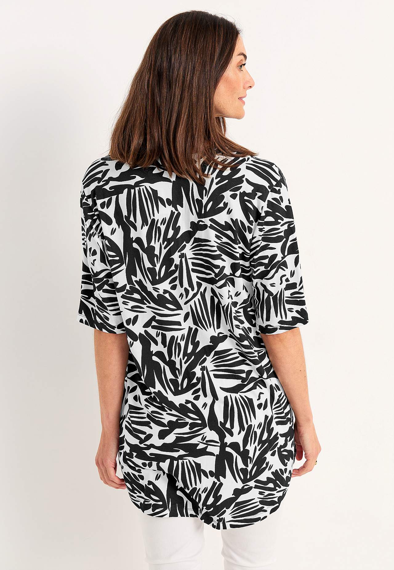 Jersey-Tunika mit einem V-Ausschnitt