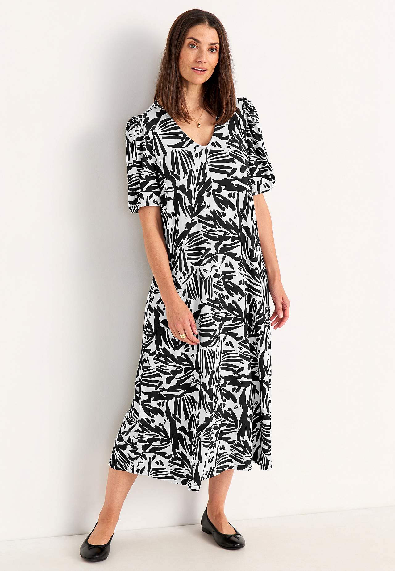 Jerseykleid mit Puffärmeln